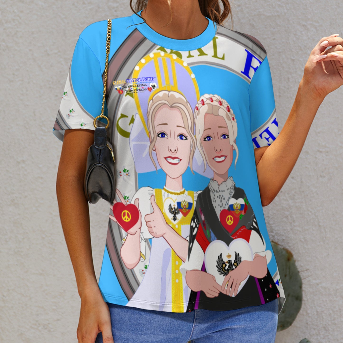 Women´s T-shirt 2 GLOBAL FREEDOM UNITED© Women Prussia & Russia Blue