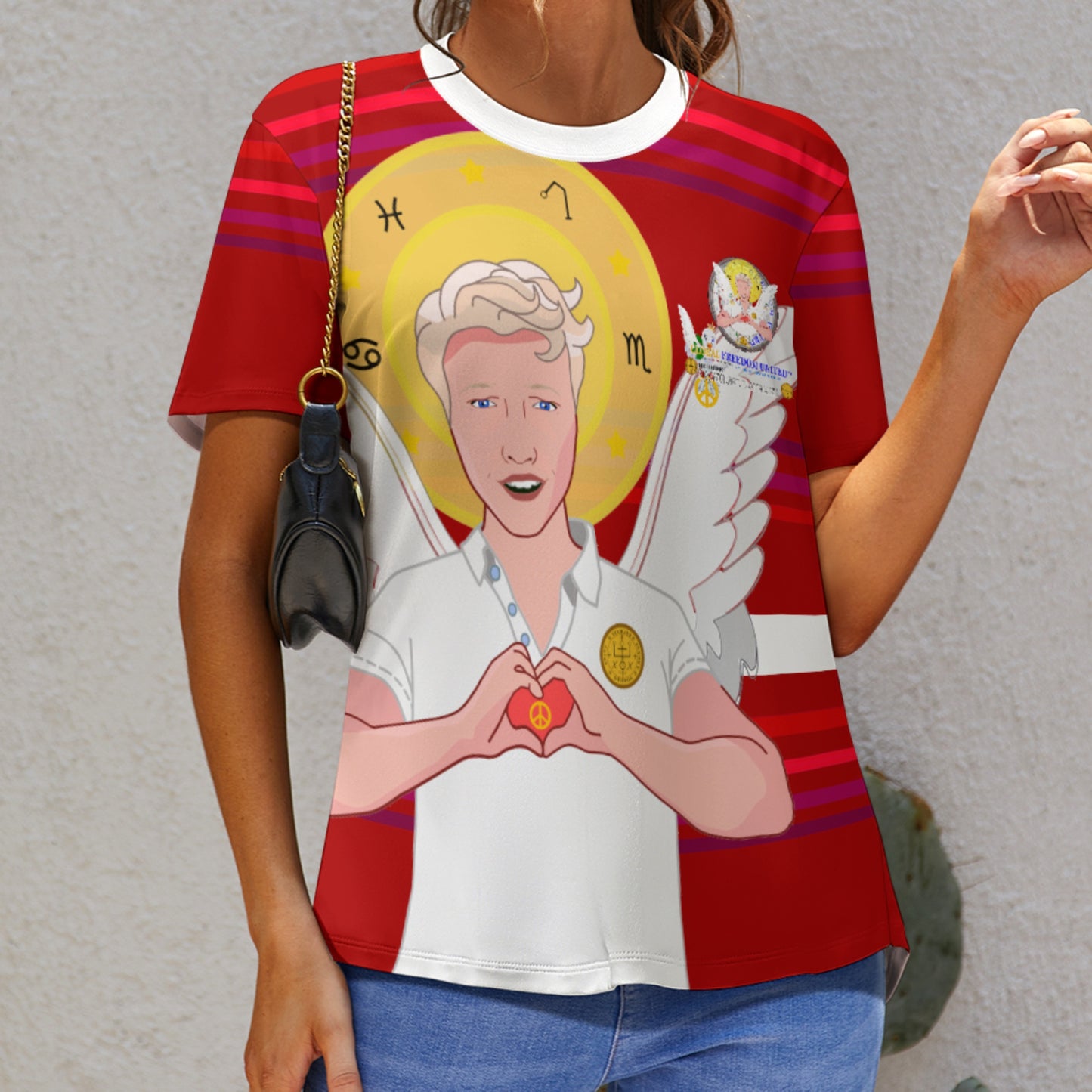 Women´s T-shirt GLOBAL FREEDOM UNITED© Archangel Rafael German Red