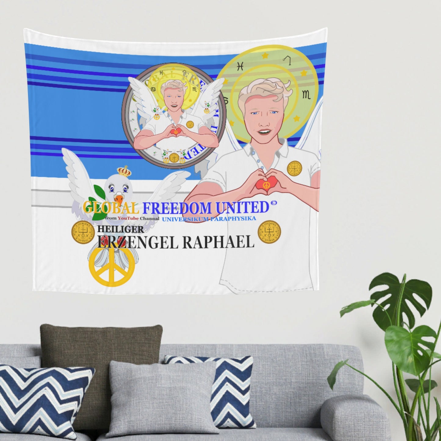 Tapestry Global Freedom United Archangel Raphael German Deep Blue