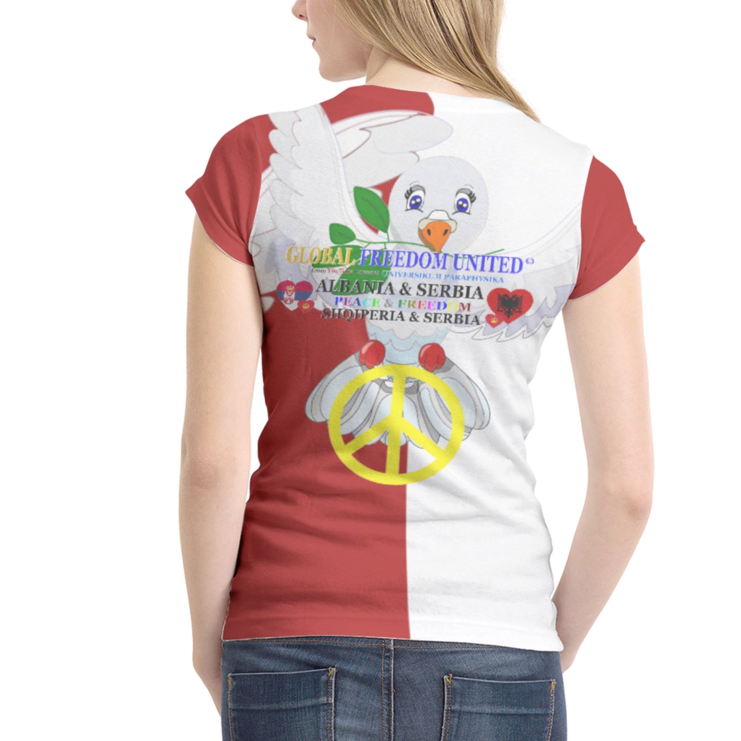 Women´s T-shirt 1 GLOBAL FREEDOM UNITED© Women Albania & Serbia Red