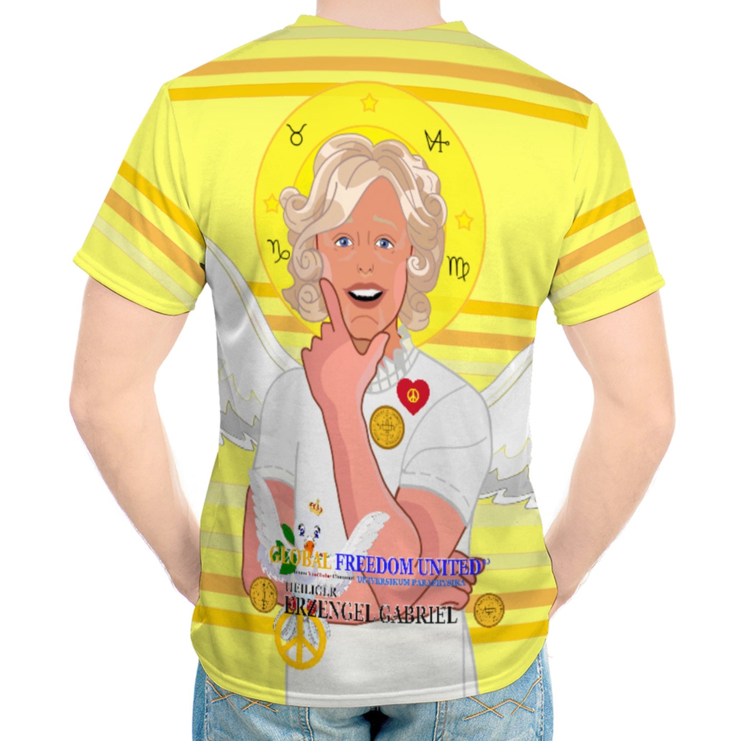 Men´s T-shirt Global Freedom United Archangel Gabriel German Yellow