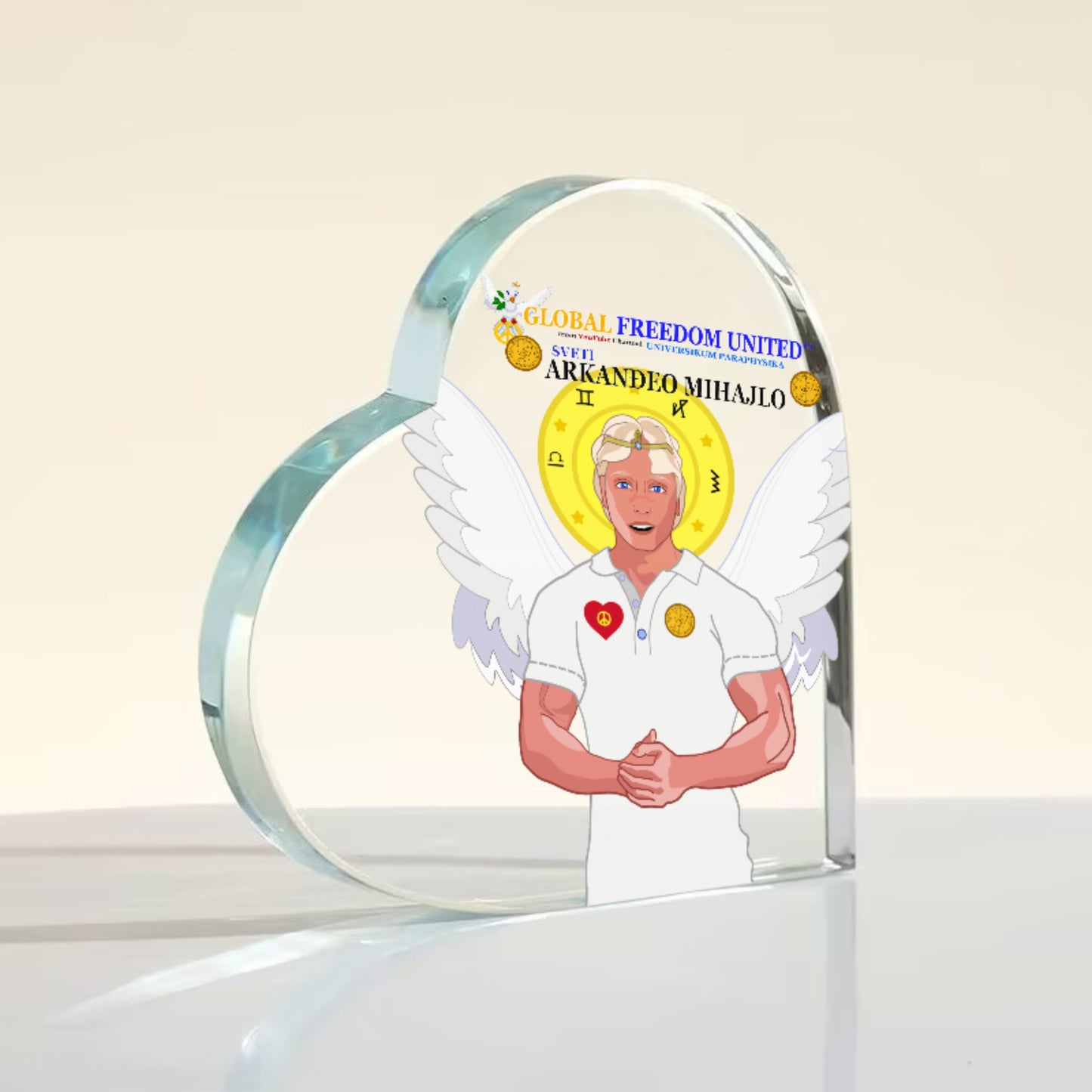 Acryl Heart Global Freedom United Archangel Michael Croatia V2