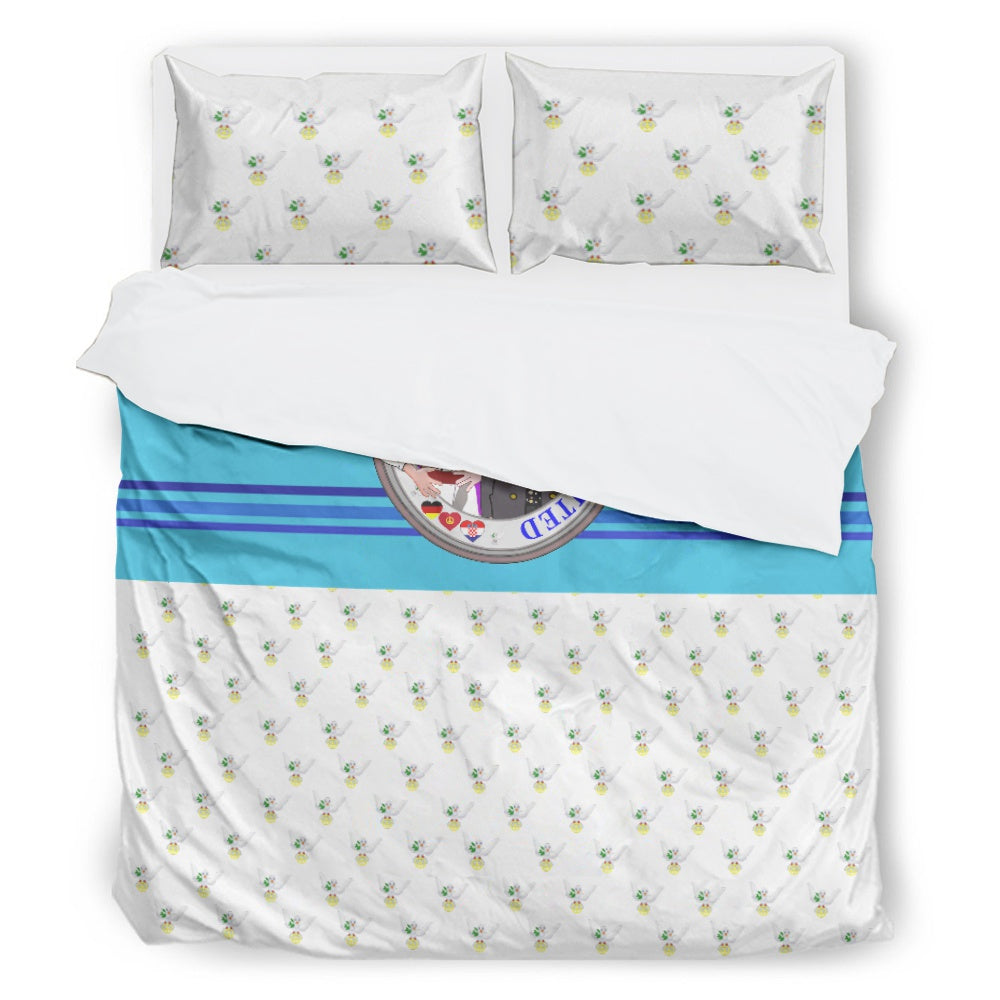 Bed Set GLOBAL FREEDOM UNITED© Men Croatia & Germany Peace Circle Blue