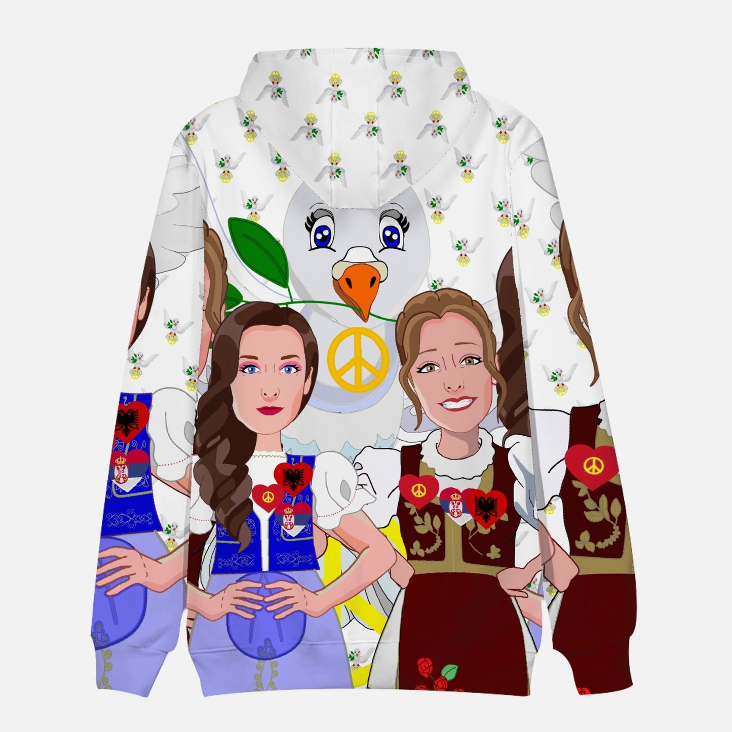 GLOBAL FREEDOM UNITED WOMEN ALBANIA & SERBIA OLD PEACE WIGHT Round Collar Hoodie