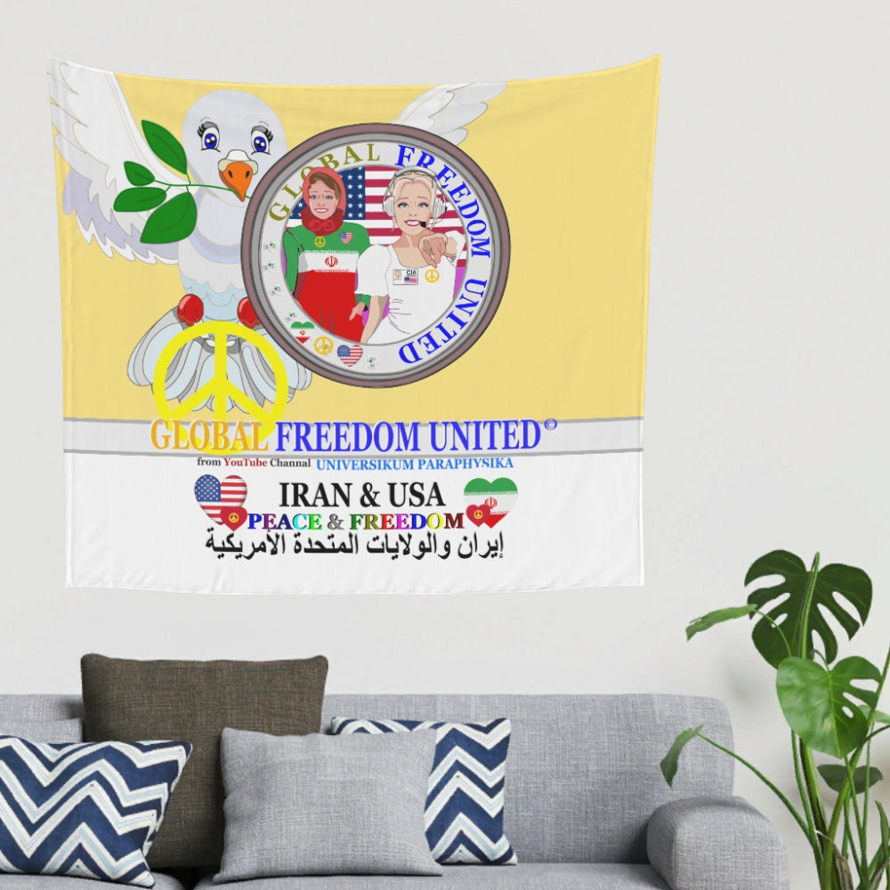 Tapestry Global Freedom United Women Iran & Usa Old Peace Yellow