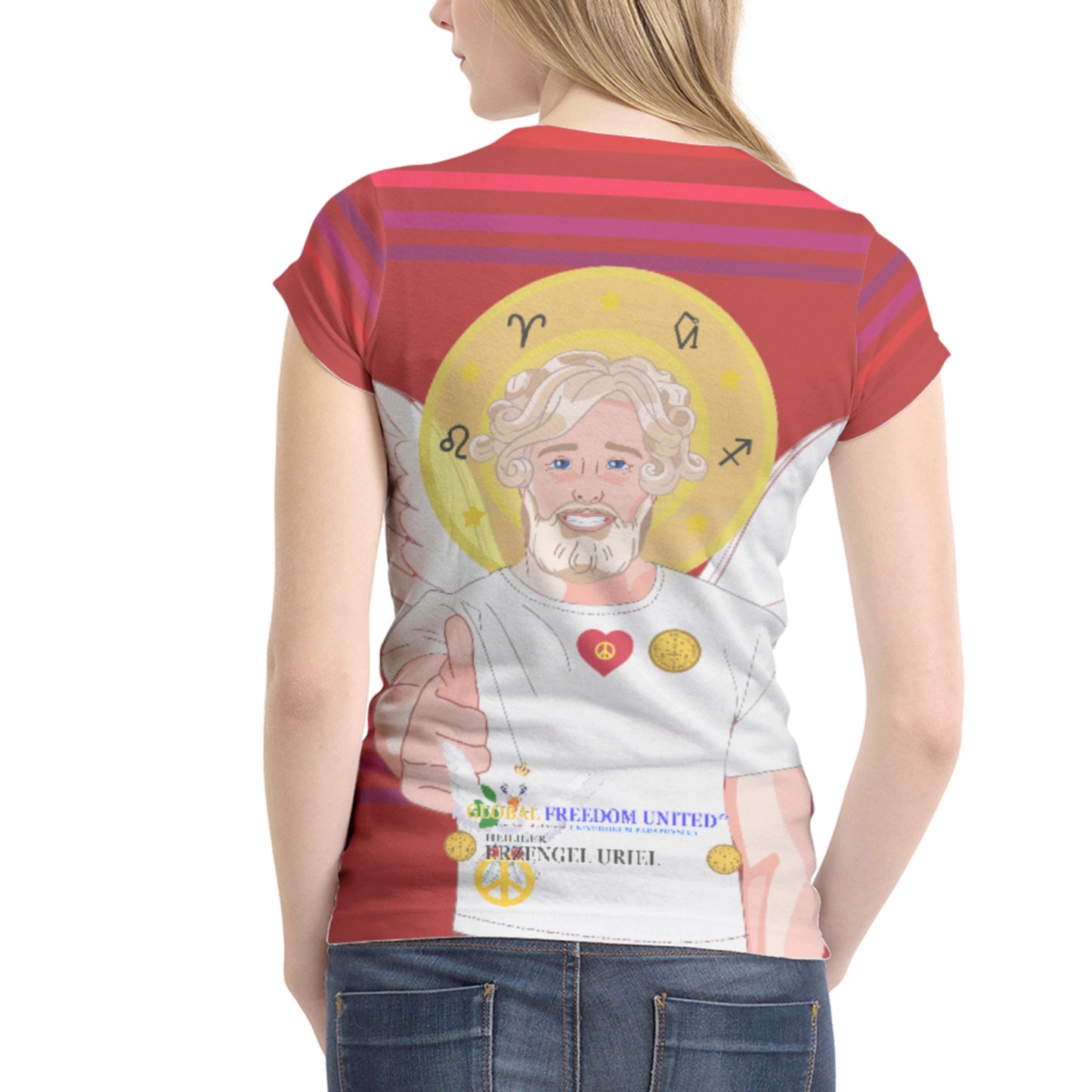 Women´s T-shirt Global Freedom United Archangel Uriel German Red