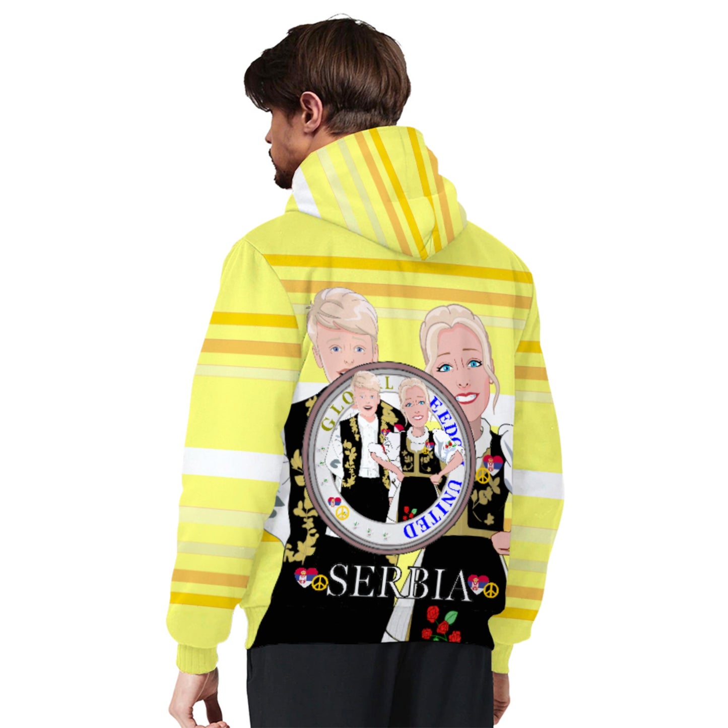 Plush Hoodie 1 Global Freedom United Couple Edition Serbia Yellow