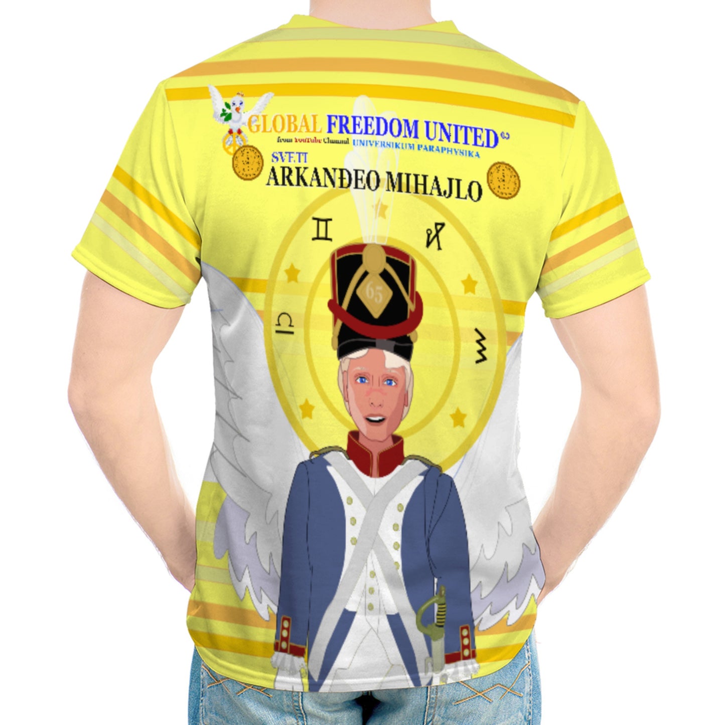 Men´s T-shirt Global Freedom United Archangel Michael Croatia V3 Yellow