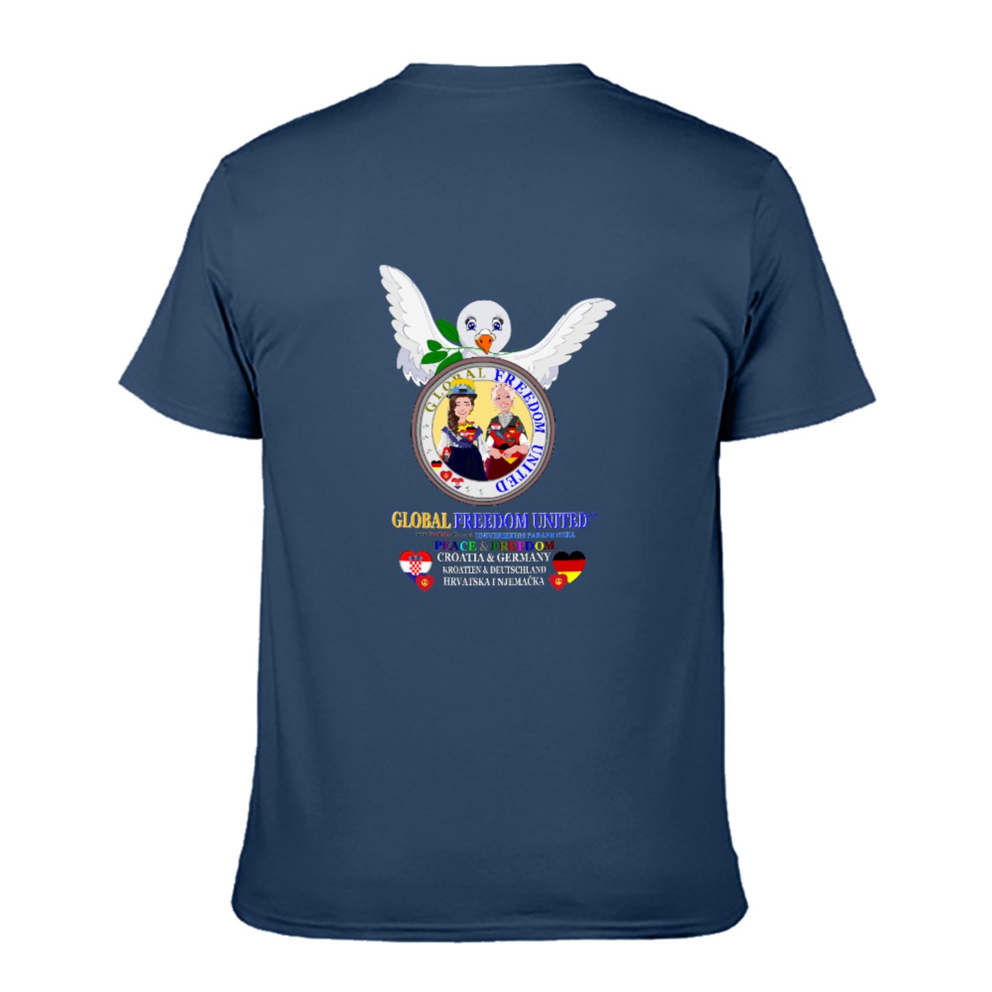 Women's Cotton T-shirt (printed On Both Sides) GLOBAL FREEDOM UNITED© Women Croatia & Germany V2