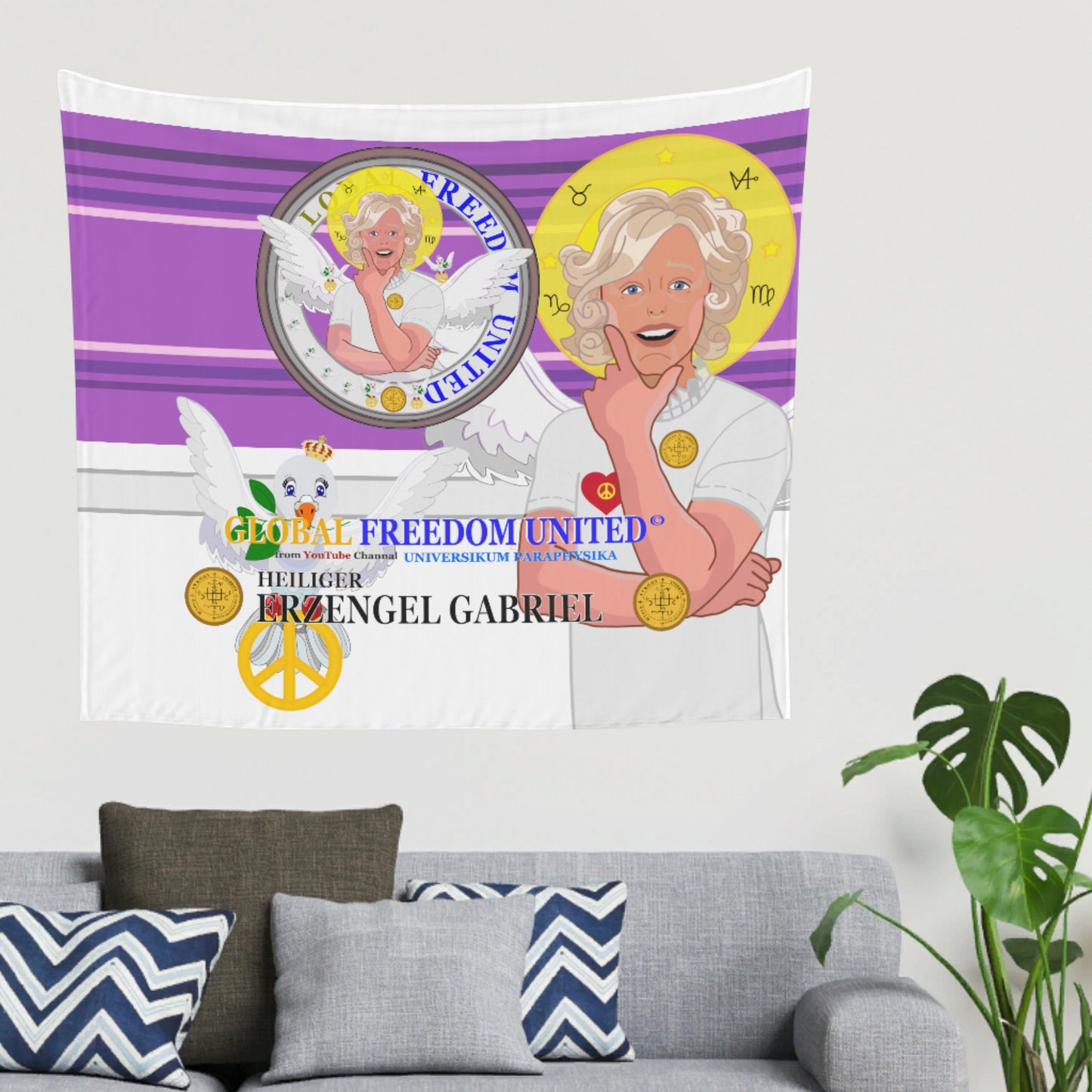 Tapestry GLOBAL FREEDOM UNITED© Archangel Gabriel German Lilac