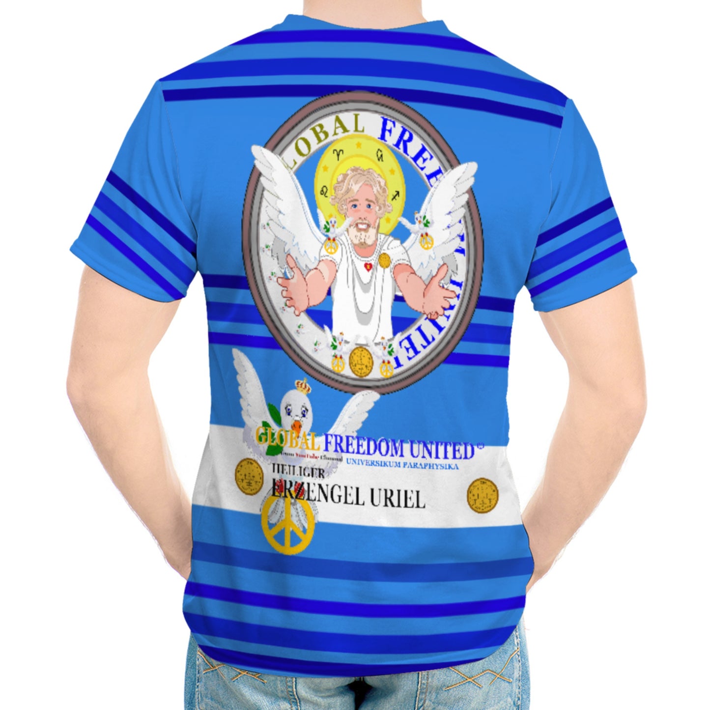 Men´s T-shirt Global Freedom United Archangel Uriel Deep Blue