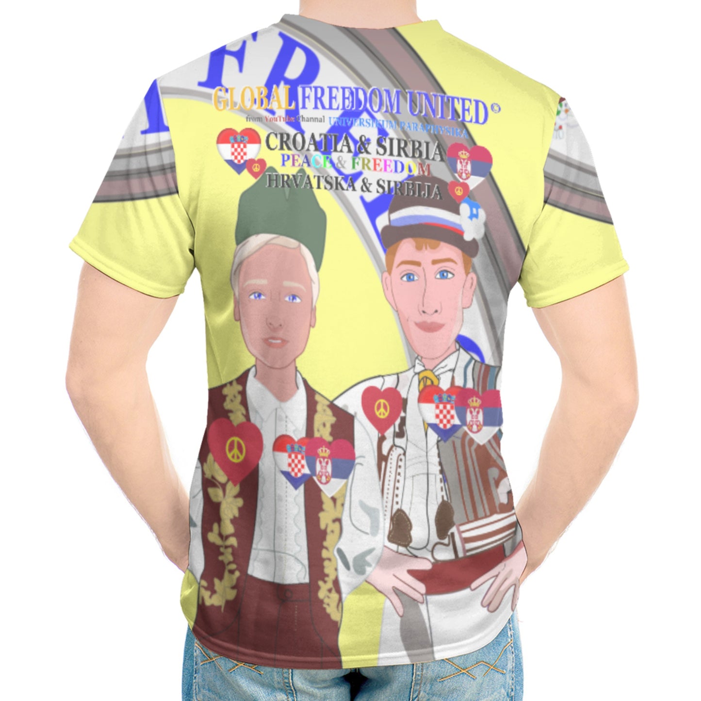 Men´s T-shirt GLOBAL FREEDOM UNITED© Men Croatia & Serbia Yellow