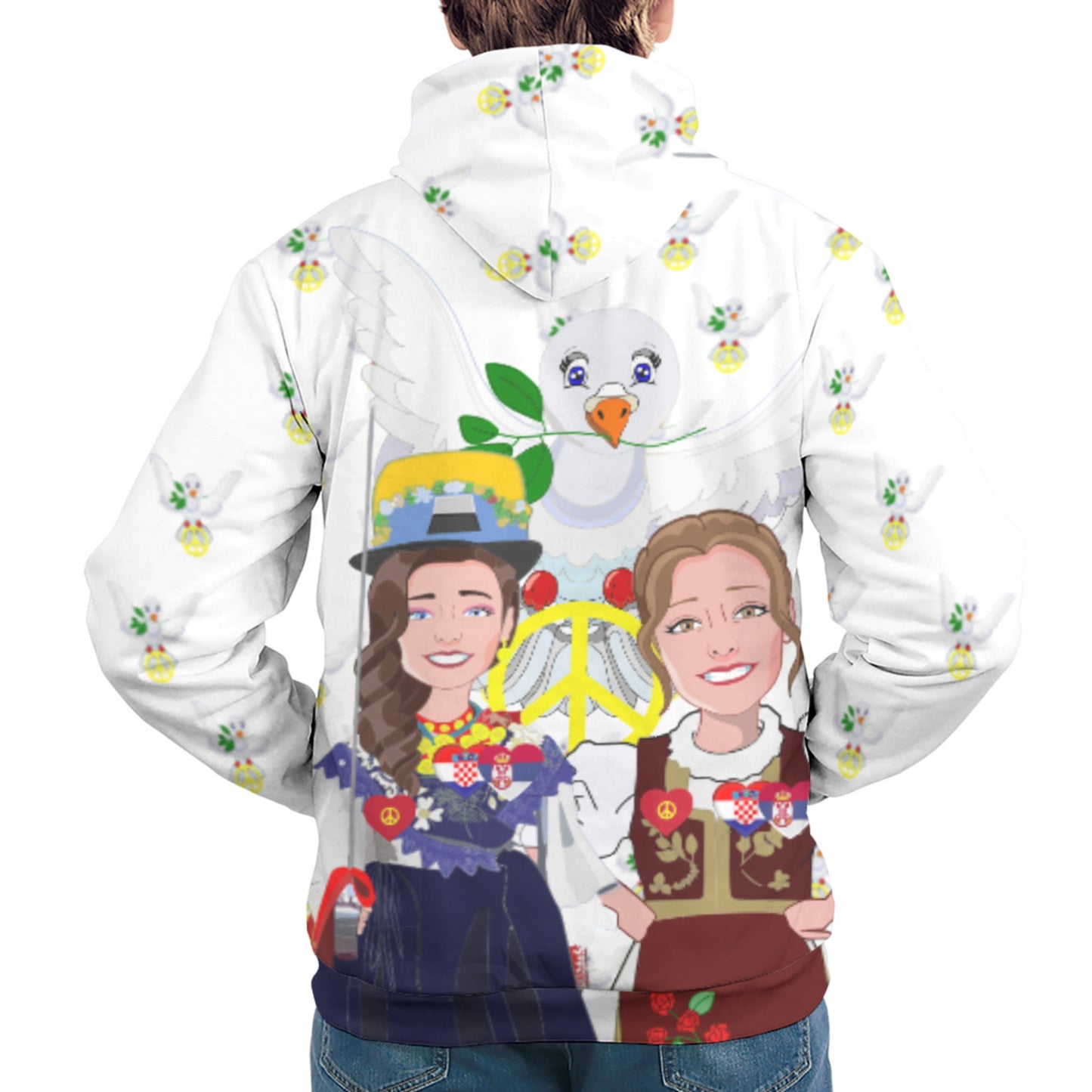 Hoodie GLOBAL FREEDOM UNITED© Women Croatia & Serbia V1 Wight