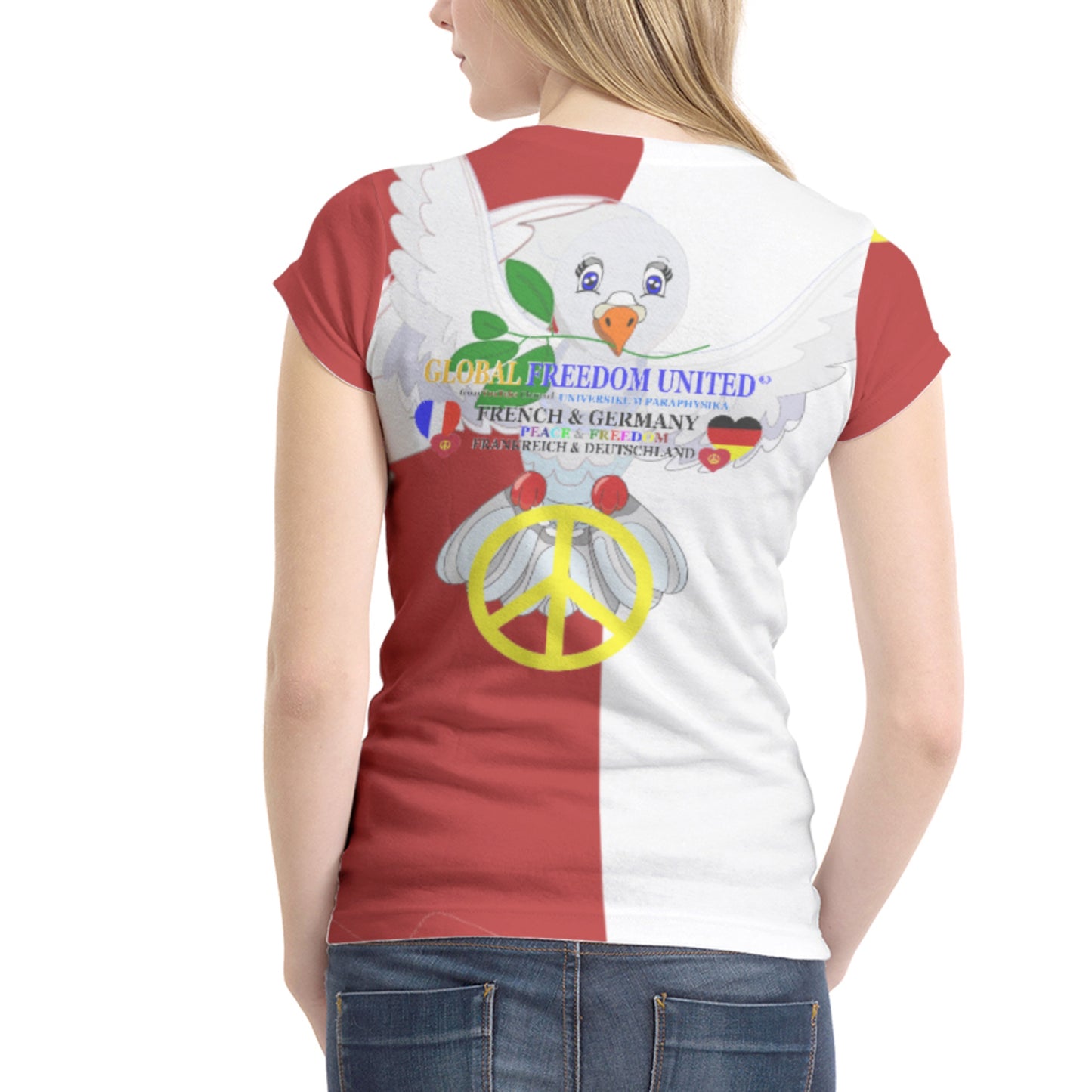 Women´s T-shirt GLOBAL FREEDOM UNITED© Women French & Germany Red