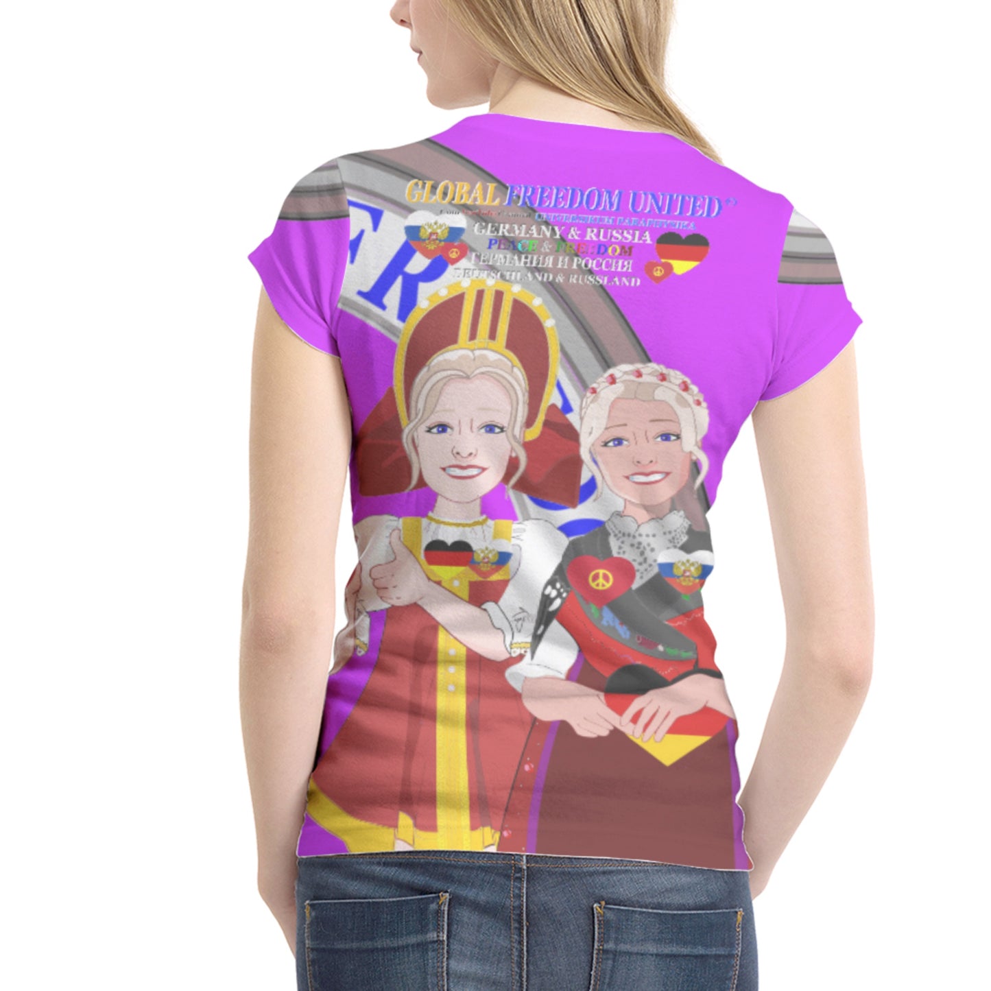 Women´s T-shirt 2 GLOBAL FREEDOM UNITED© Women RUSSIA & GERMANY Lilac