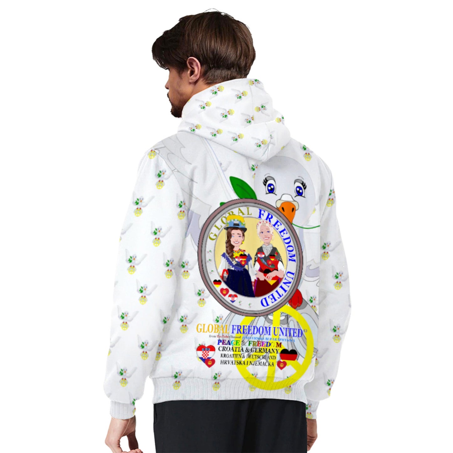 Plush Hoodie GLOBAL FREEDOM UNITED© Women Croatia & Germany Wight