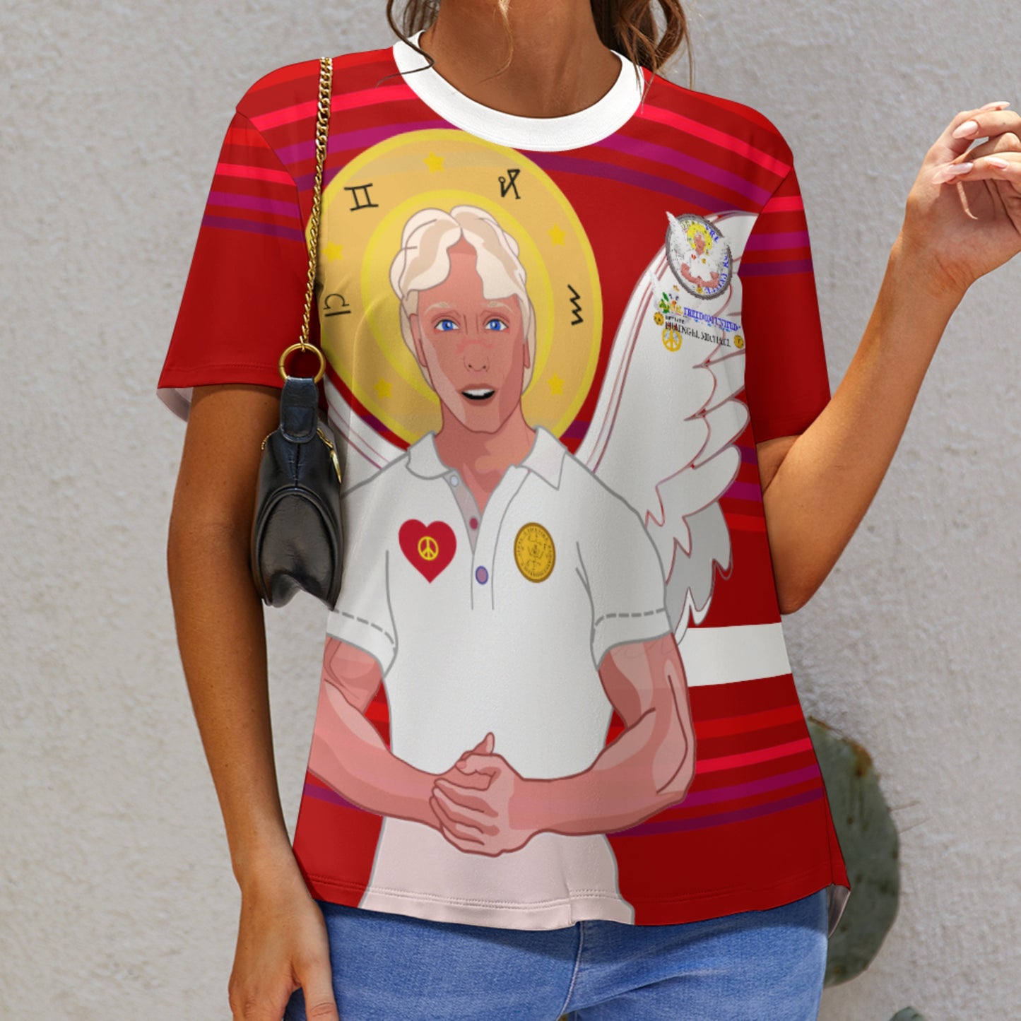 Women´s T-shirt Global Freedom United Archangel Michael German Red