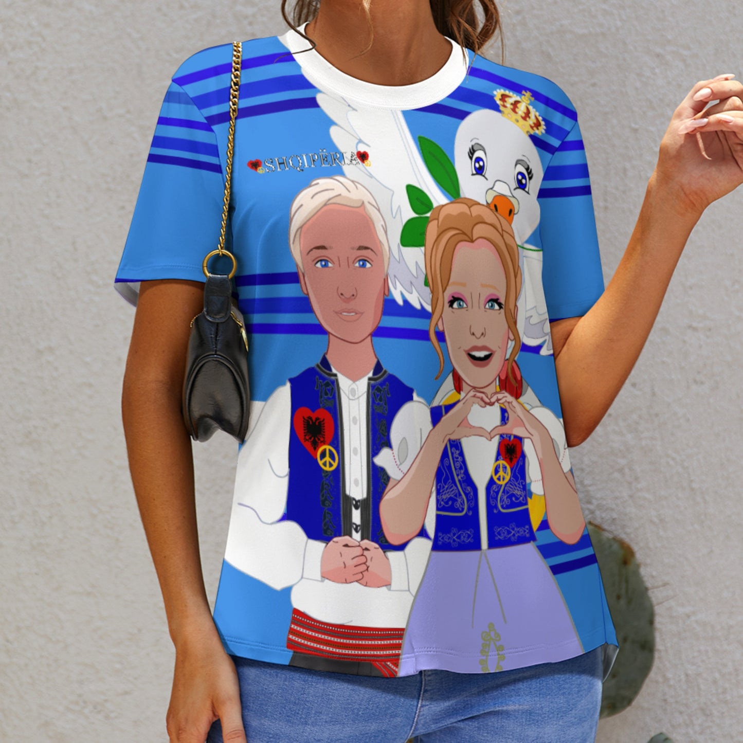 Women' S T-shirt GLOBAL FREEDOM UNITED© Couple Edition Albania Deep Blue