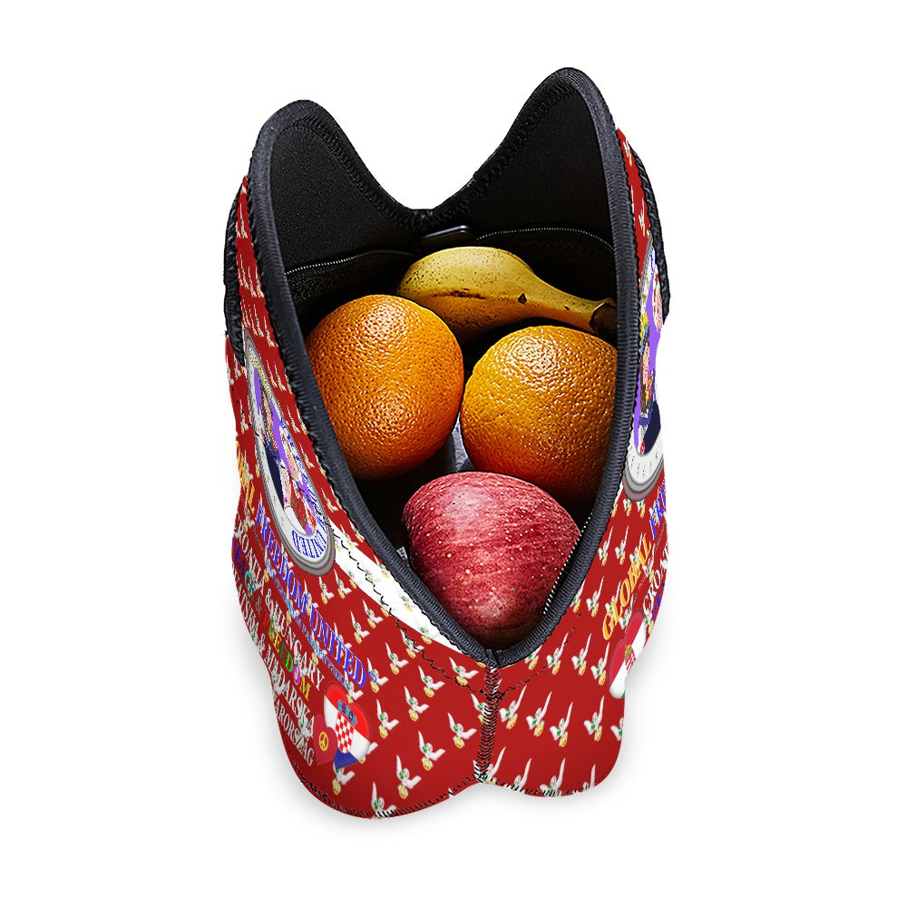 Meal Back GLOBAL FREEDOM UNITED© Girls Croatia & Hungary Red Dove Of Peace