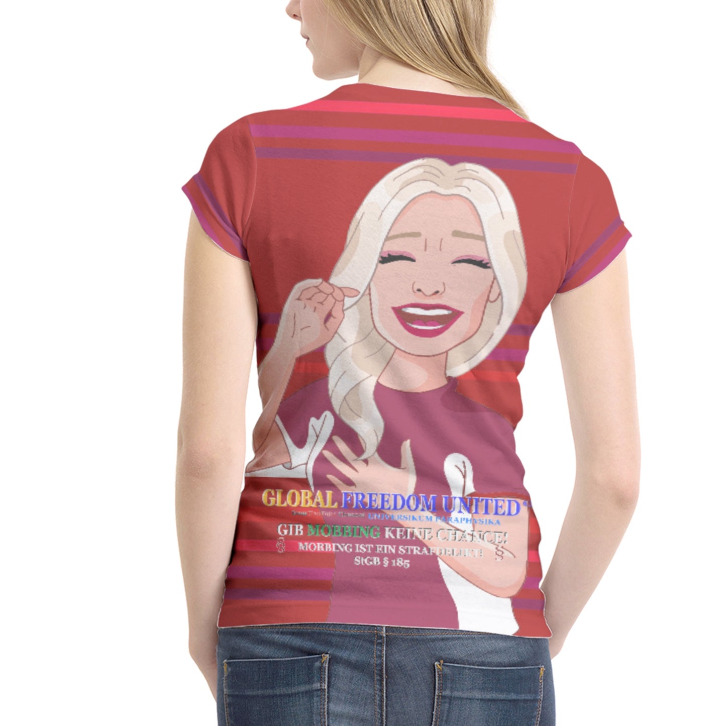 Women´s T-shirt 1 Global Freedom United Gib Mobbing Keine Chance Rot
