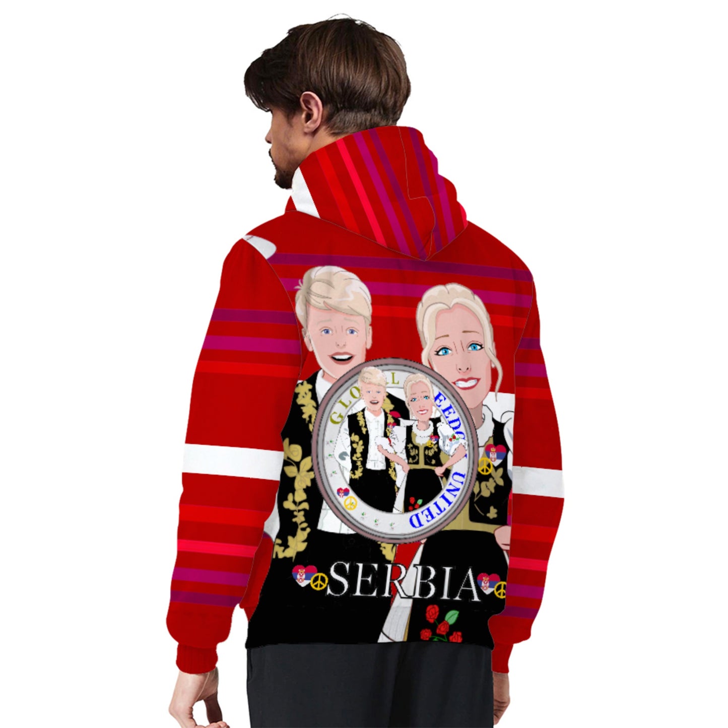 Plush Hoodie 1 Global Freedom United Couple Edition Serbia Red