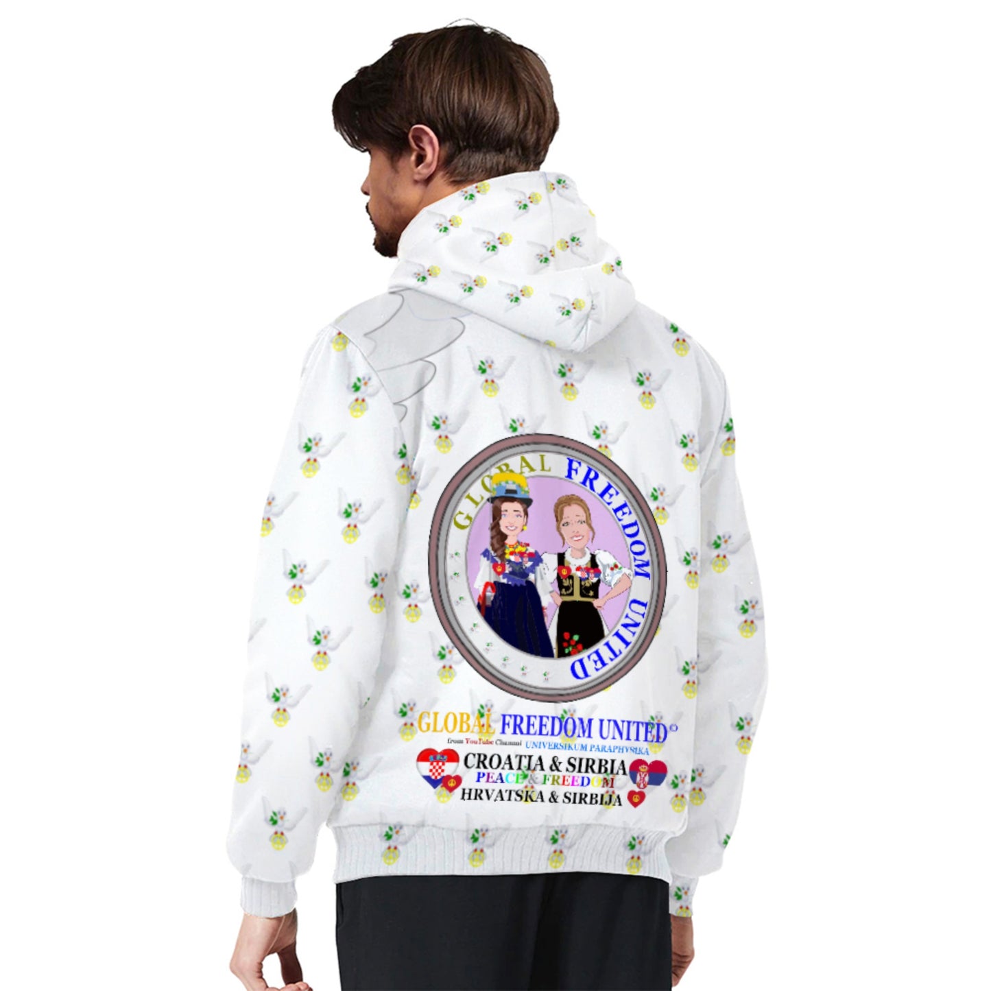 Plush Hoodie GLOBAL FREEDOM UNITED© Women Croatia & Serbia V1 Wight