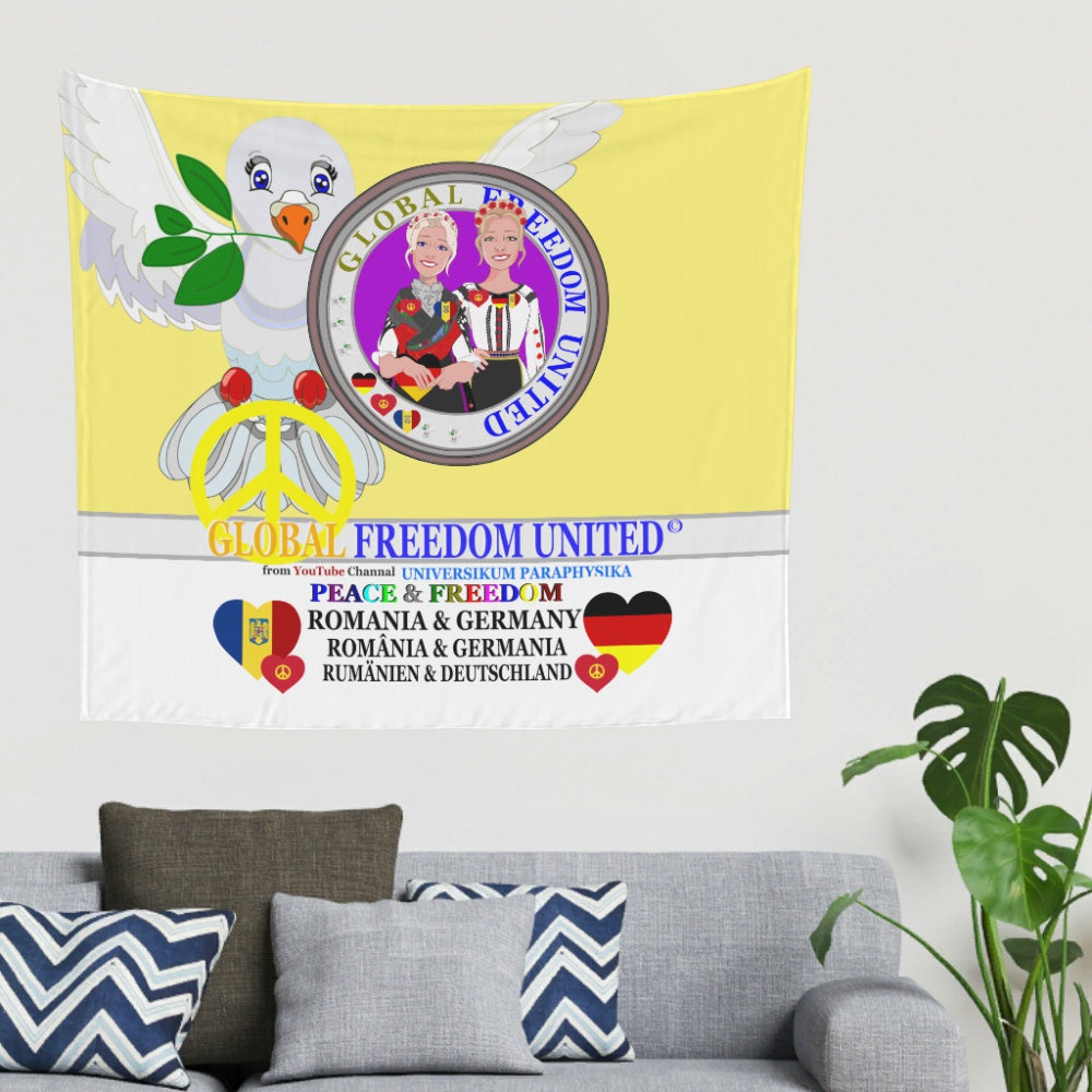 Tapestry Global Freedom United Women Romania & Germany Old Peace Yellow