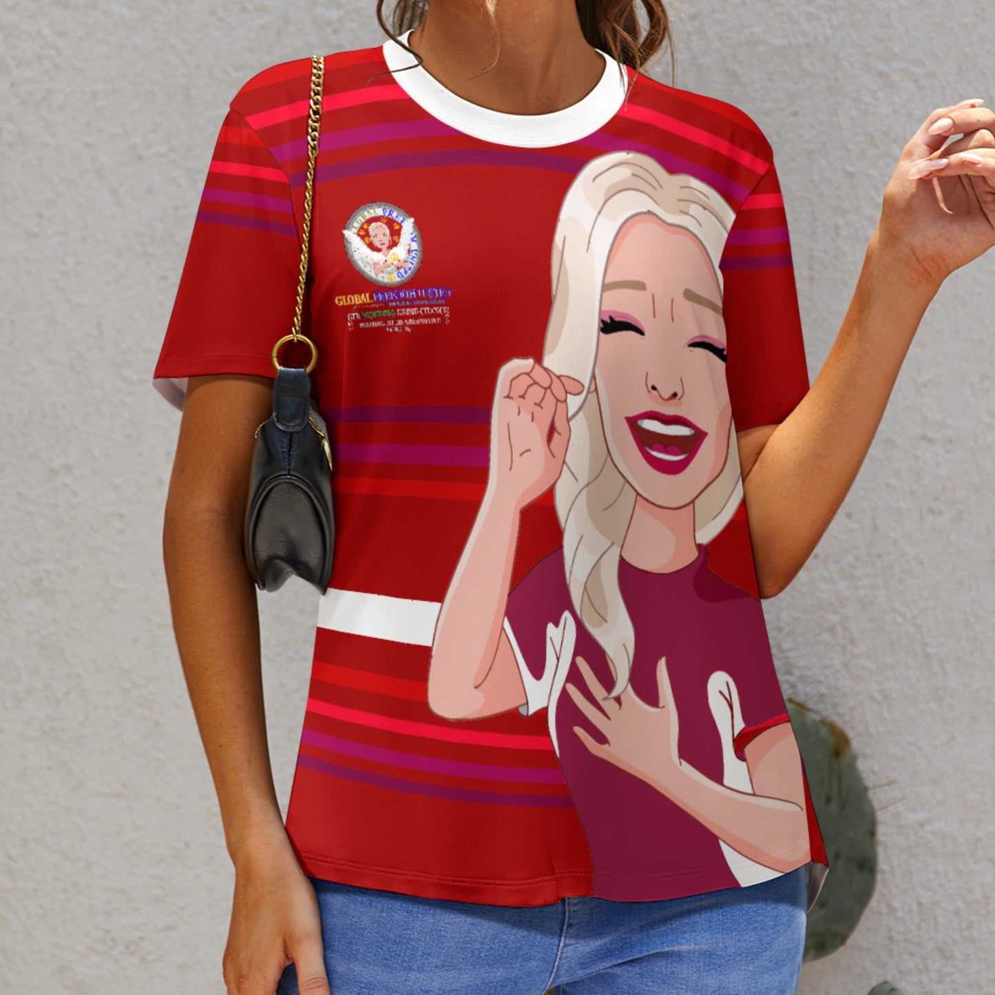 Women´s S T-shirt 2 Global Freedom United Gib Mobbing Keine Chance Rot