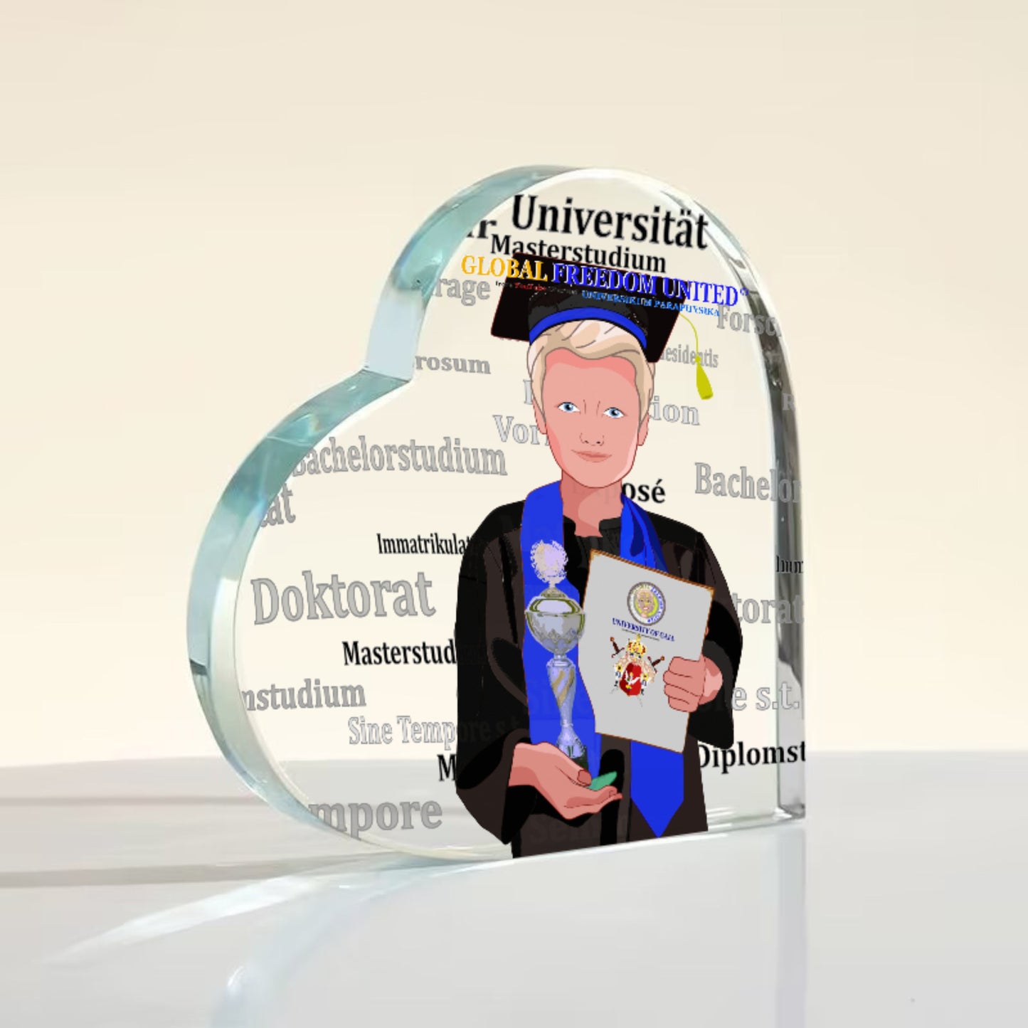 Acryl Heart Global Freedom United Student Boy Silver Place Blond Hair 1