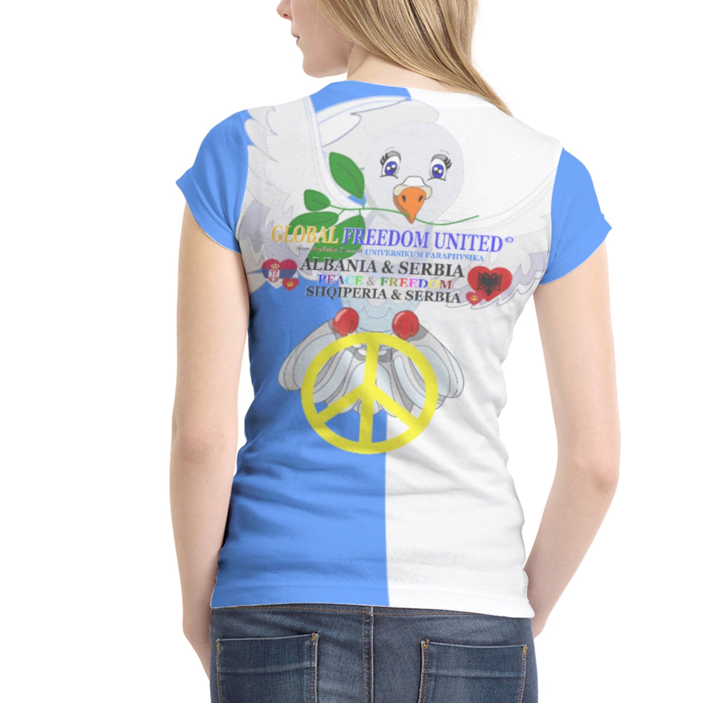 Women´s T-shirt 1 GLOBAL FREEDOM UNITED© Women Albania & Serbia Blue