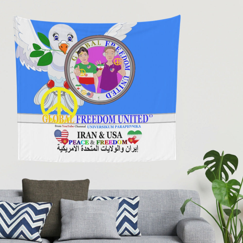 Tapestry Global Freedom United Men Iran & Usa Old Peace Blue