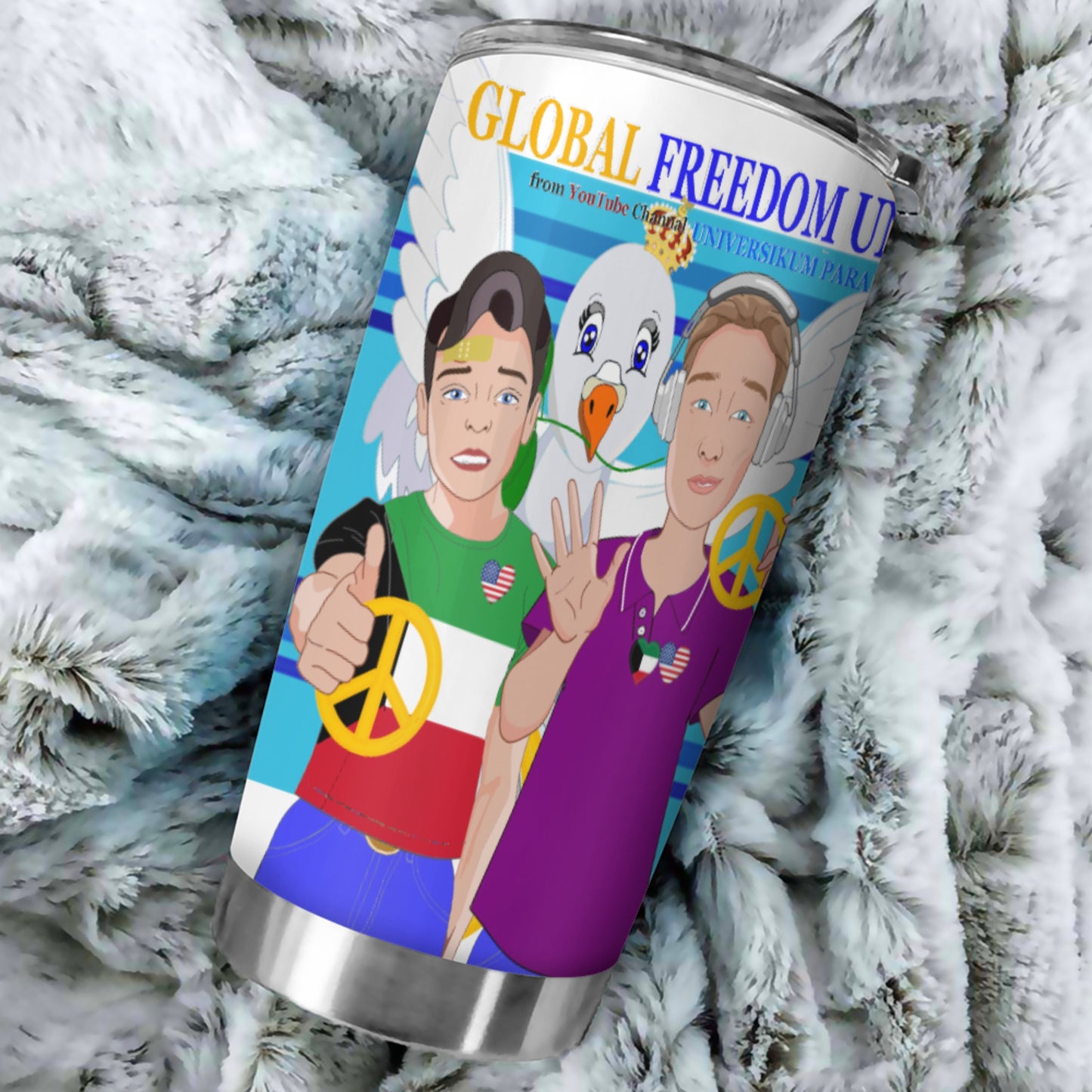 Tumbler Global Freedom United Men Kuwait & Usa Old Peace Blue