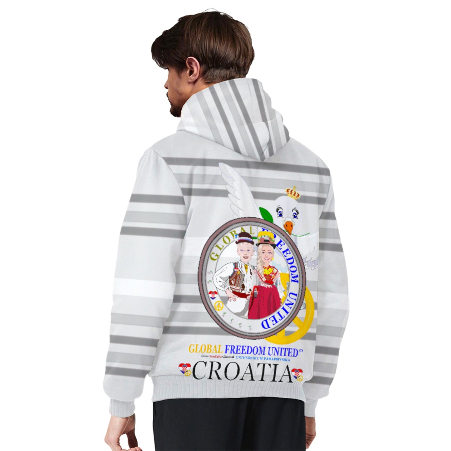 Plush Hoodie Global Freedom United Couple Edition Croatia Grey