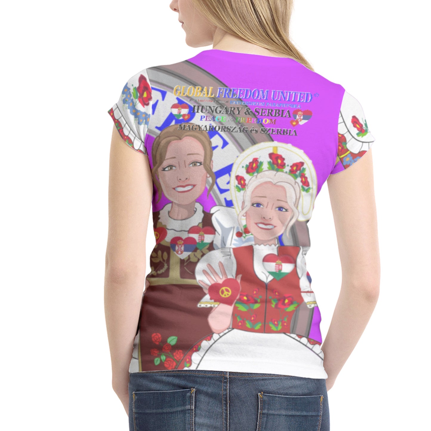 Women´s T-shirt 1 GLOBAL FREEDOM UNITED© Serbia & Hungary Lilac