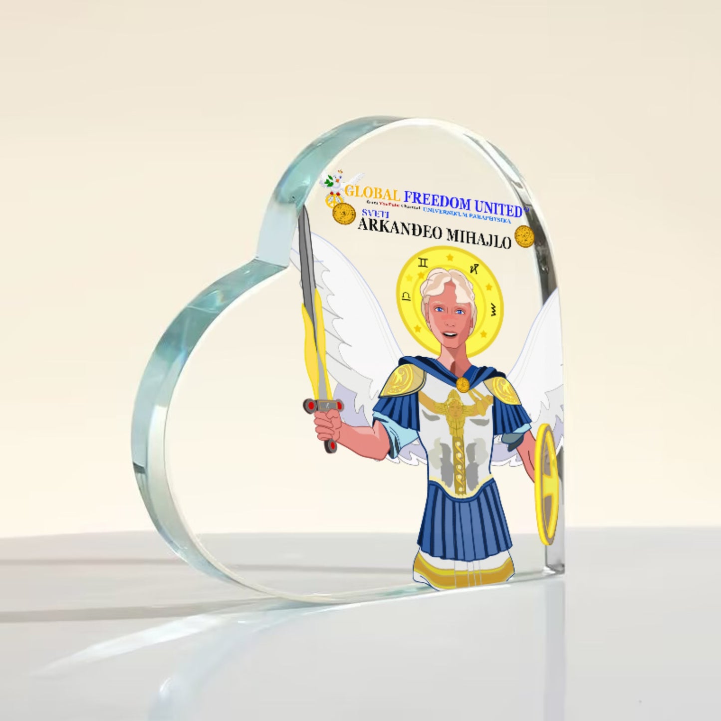Acryl Heart Global Freedom United Archangel Michael Croatia V1