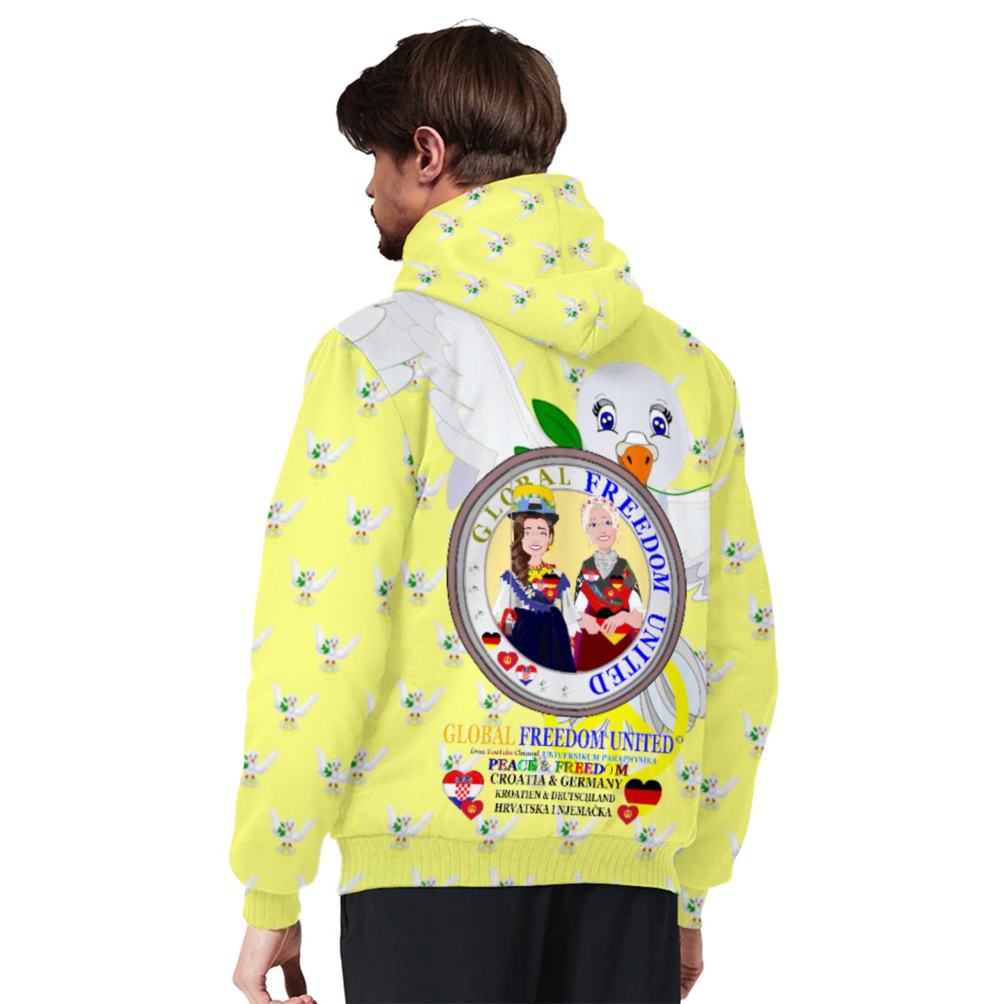 Plush Hoddie GLOBAL FREEDOM UNITED© Women Croatia & Germany Yellow