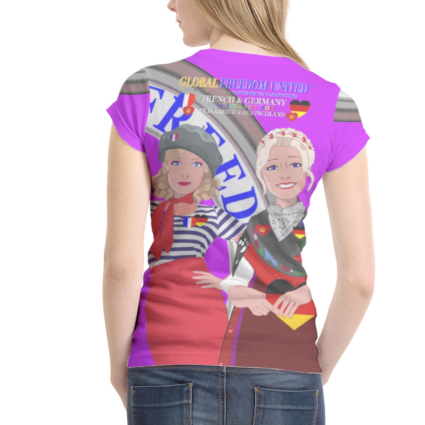 Women´s T-shirt 1 GLOBAL FREEDOM UNITED© Women French & Germany Lilac