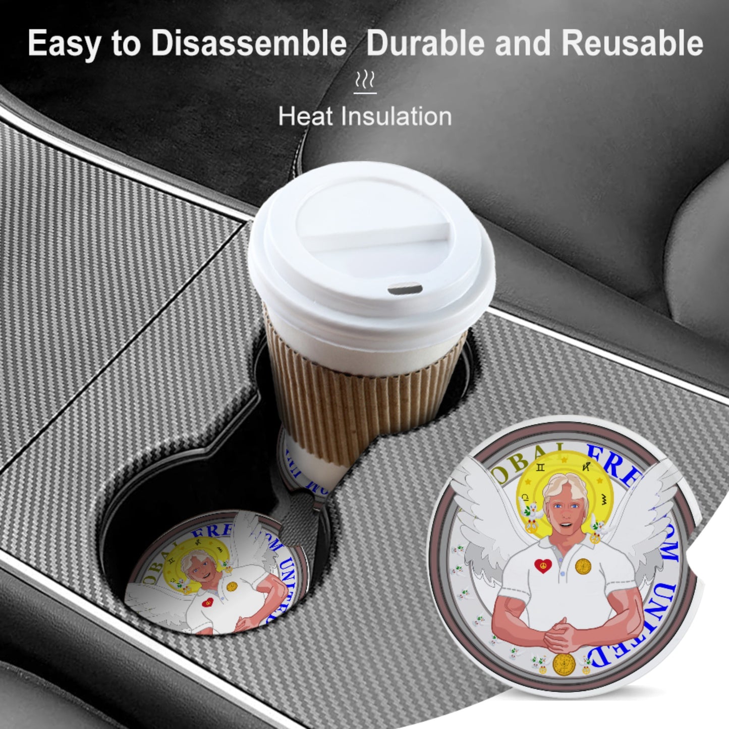 Ceramic Car Coaster Global Freedom United Archangel Michael