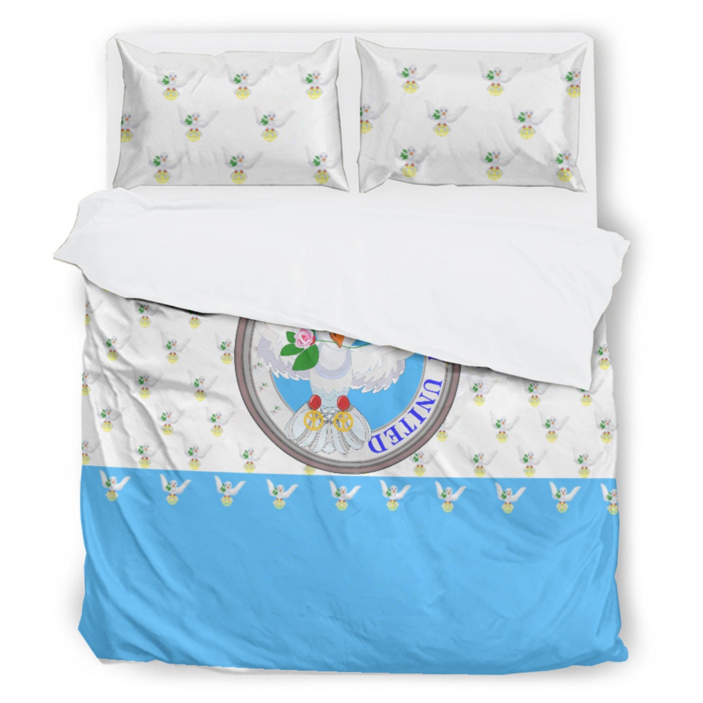 Bed Line GLOBAL FREEDOM UNITED© Dove Of Peace Light Blue 2