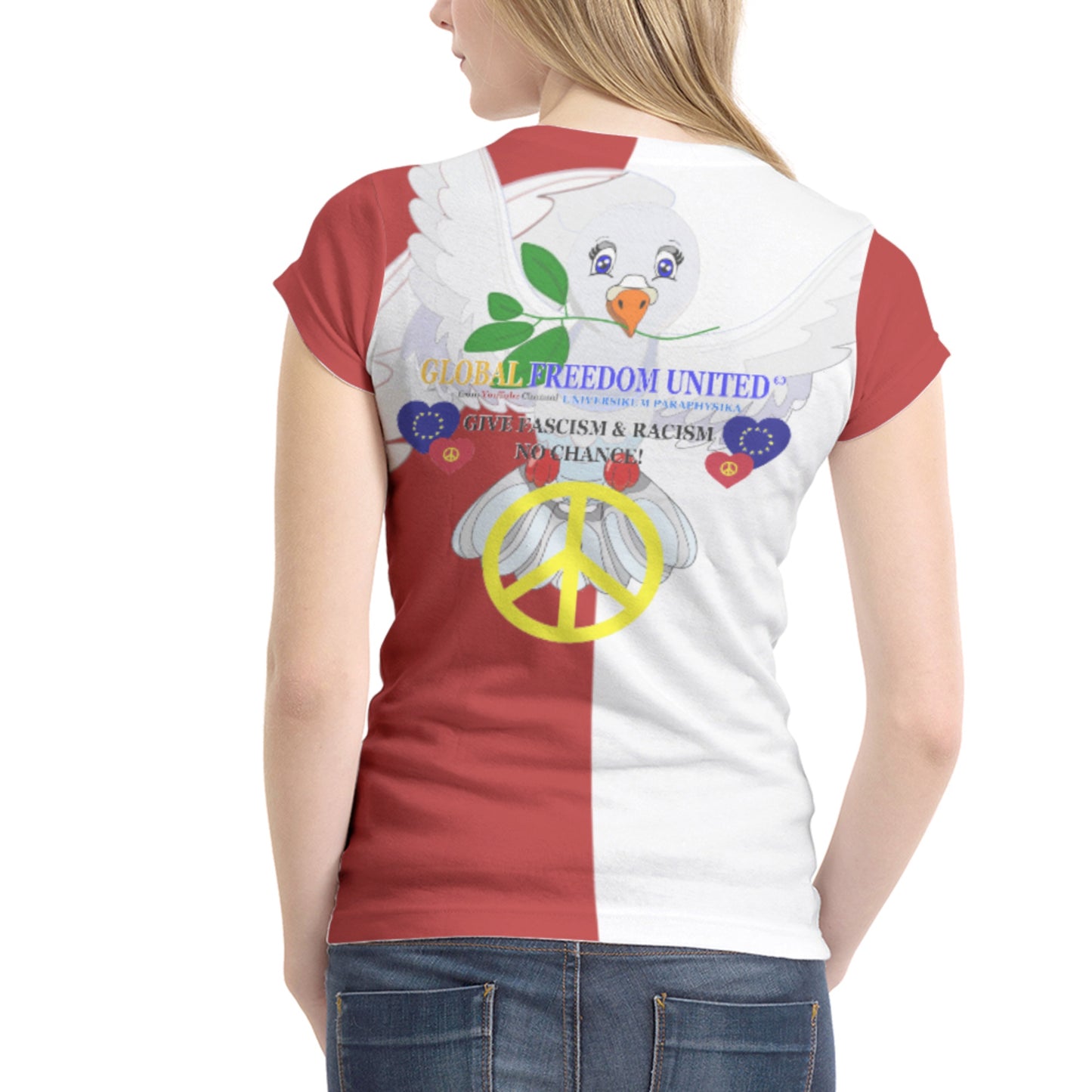 Women´s T-shirt 1 GLOBAL FREEDOM UNITED© Anti Fascism & Racism EU Red