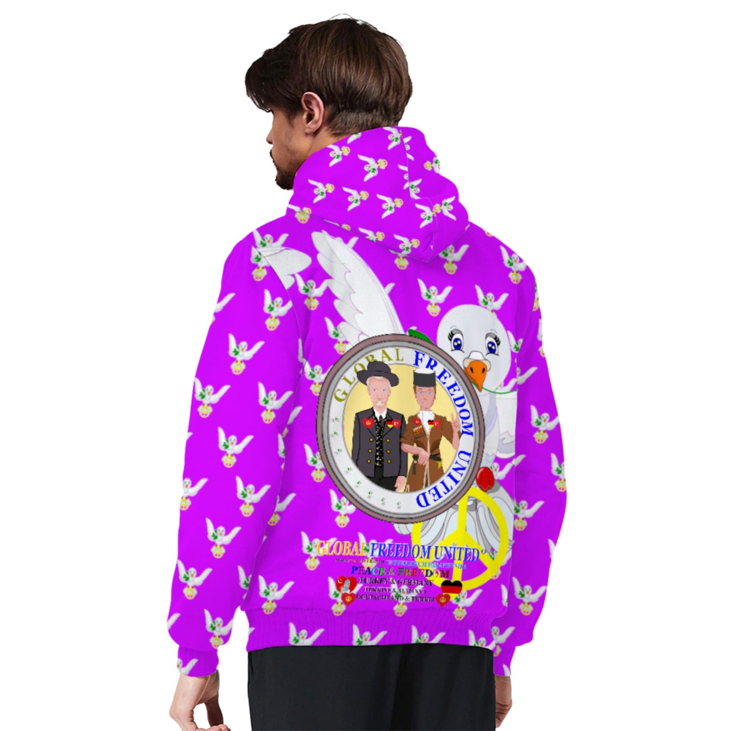 Plush Hoodie GLOBAL FREEDOM UNITED© Men Germany & Turkey Lilac