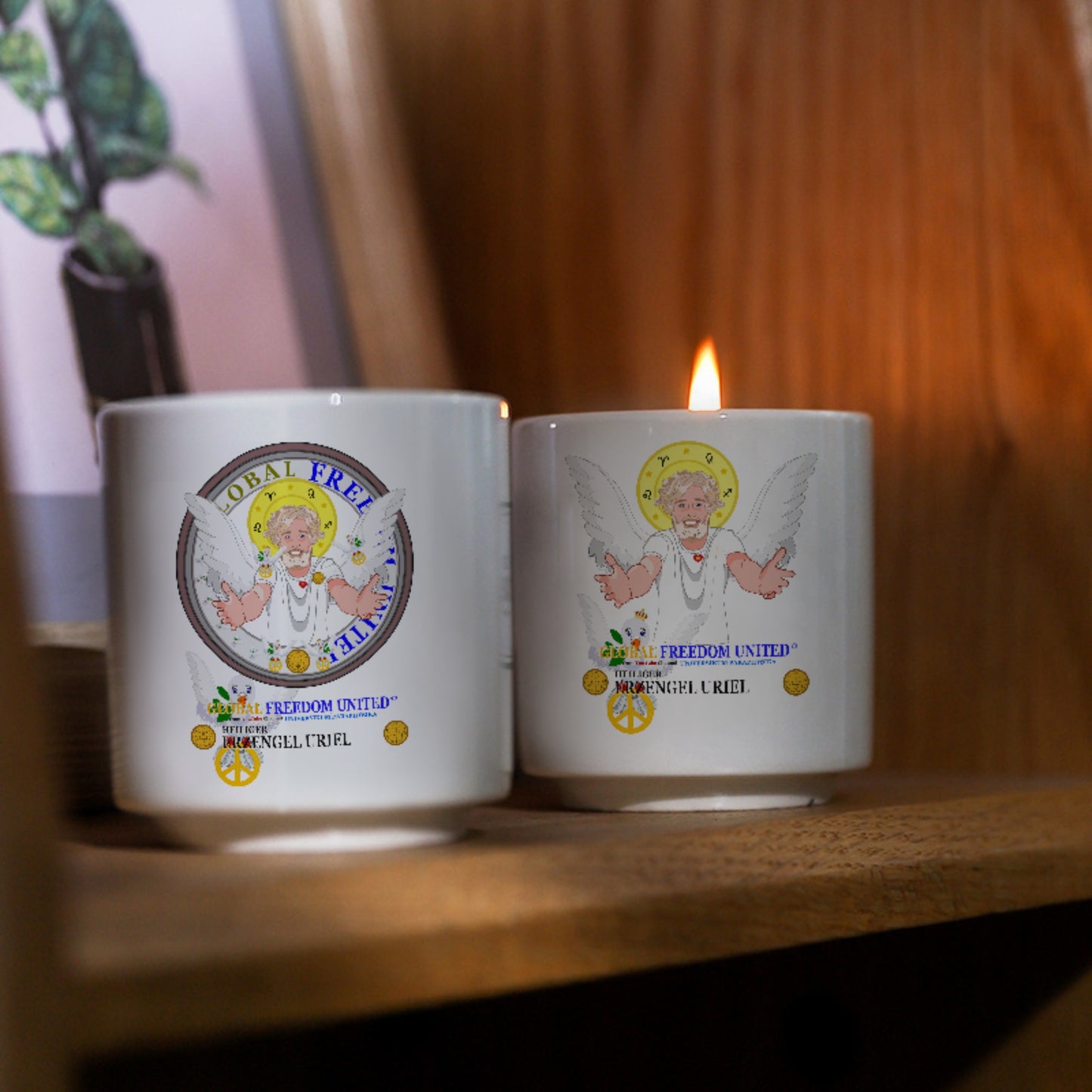 Ceramic Aromatherapy Candle Global Freedom United Archangel Uriel German