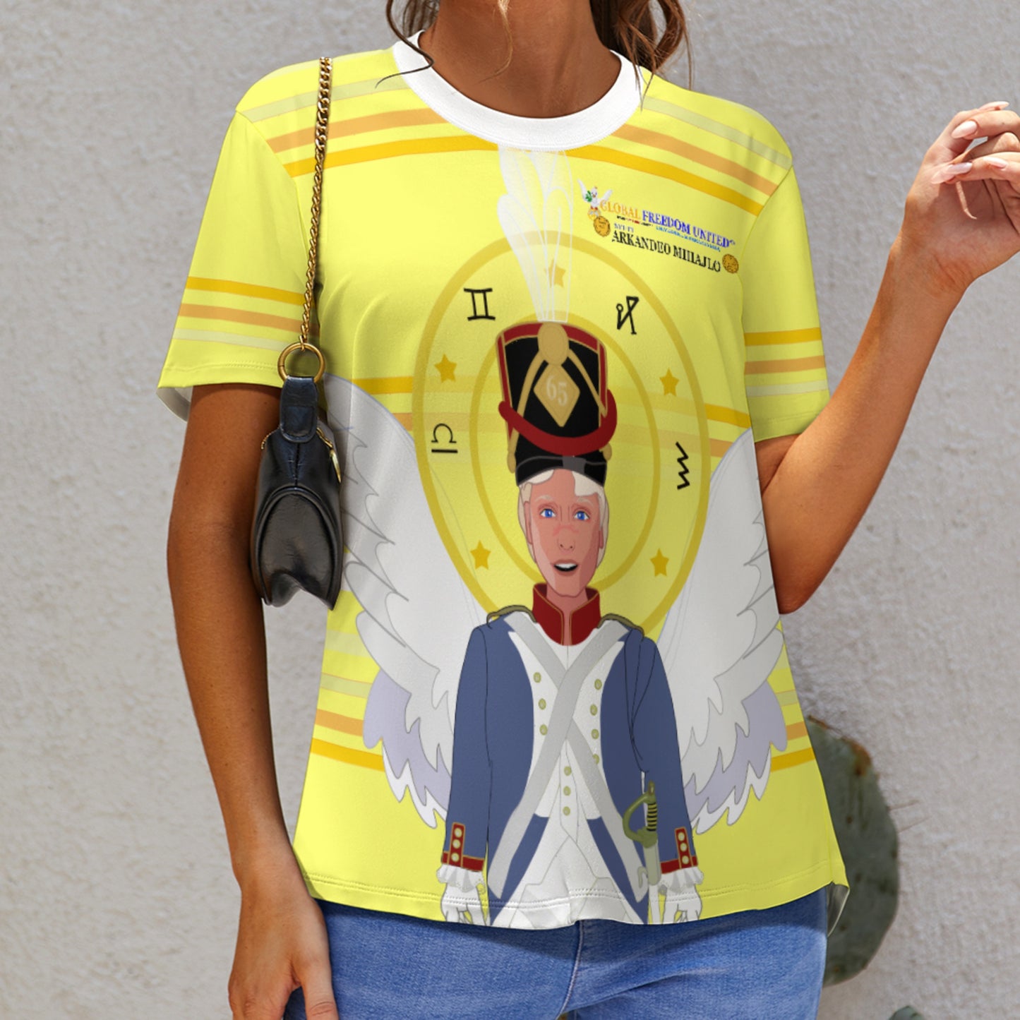 Women´s T-shirt Global Freedom United Archangel Michael Croatia V3 Yellow