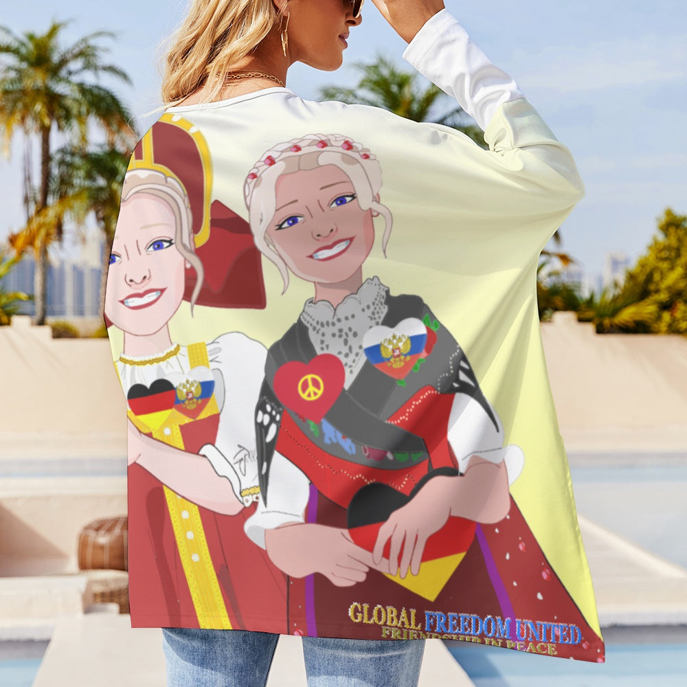 Pullover Long Sleeve T-shirt GLOBAL FREEDOM UNITED© Women RUSSIA & GERMANY Yellow