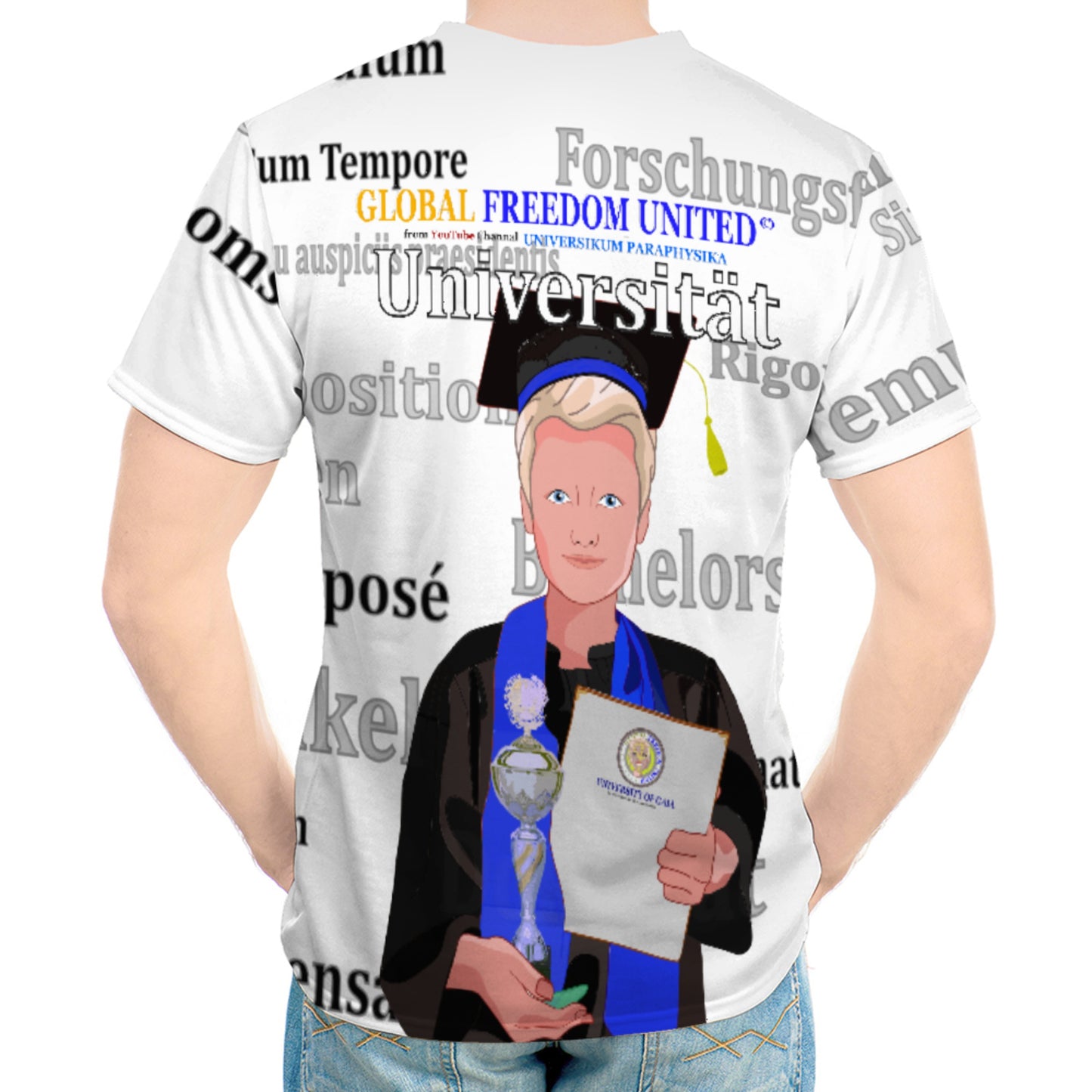 Men´s T-shirt Global Freedom United Student Boy Silver Place Blond Hair 1
