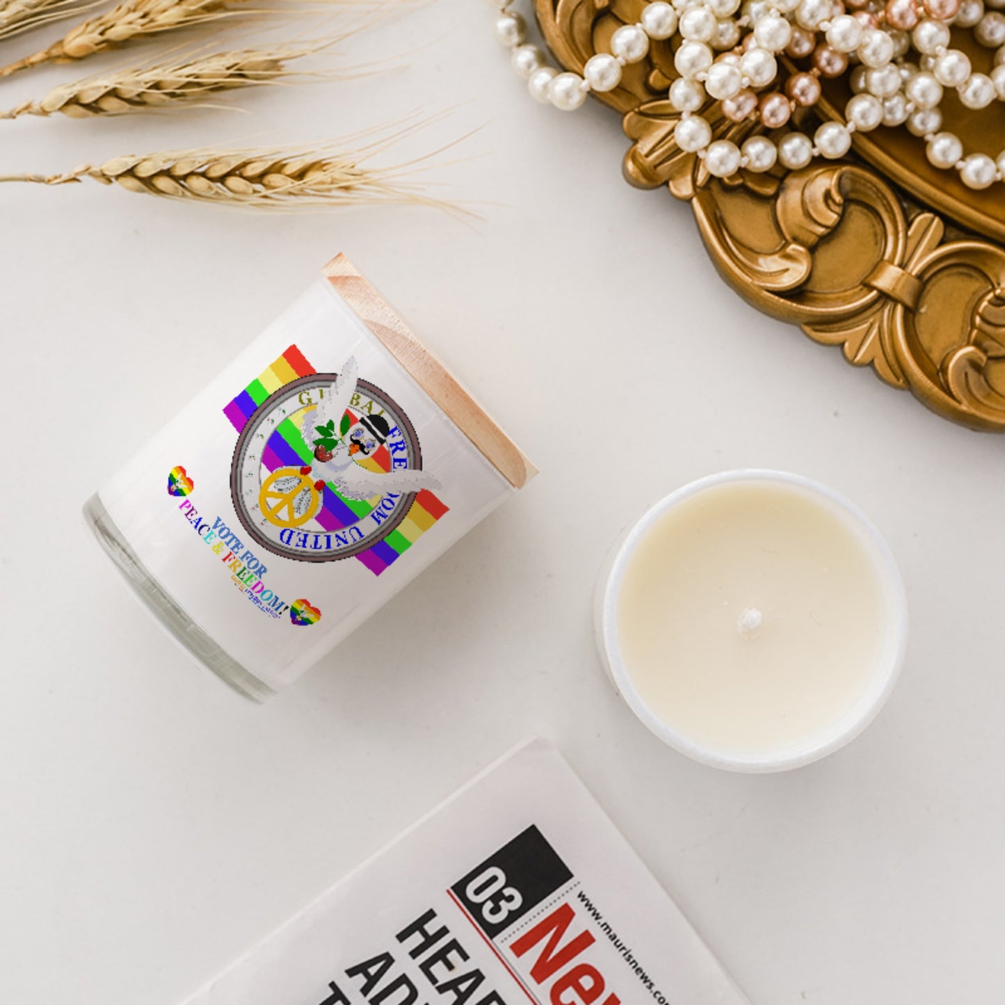 Scented Soy Candle Global Freedom United Dove Of Peace English