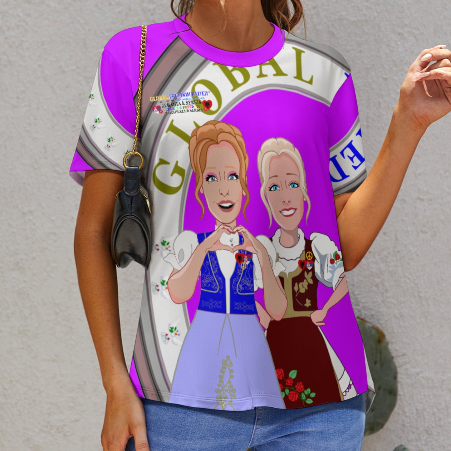 Women´s T-shirt 3 GLOBAL FREEDOM UNITED© Women Albania & Serbia Lilac