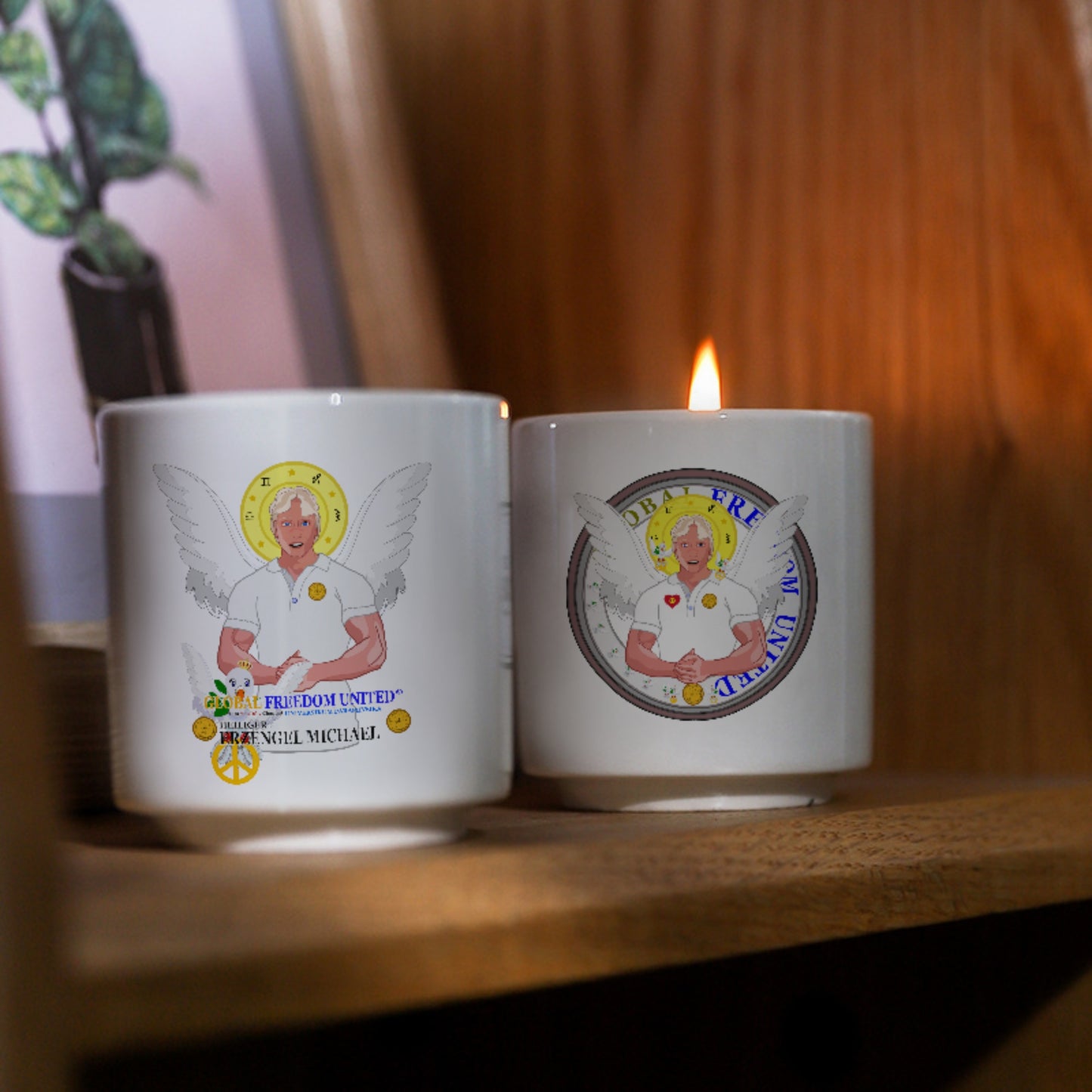 Ceramic Aromatherapy Candle Global Freedom United Archangel Michael