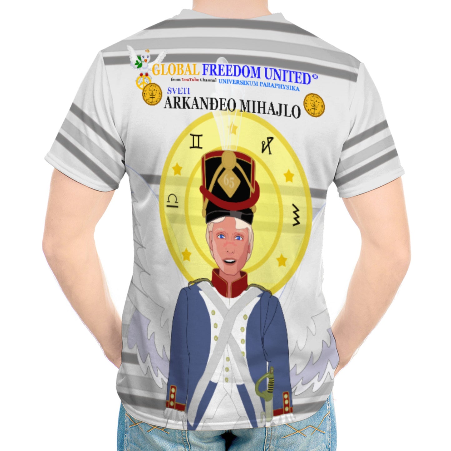 Men´s T-shirt Global Freedom United Archangel Michael Croatia V3 Grey