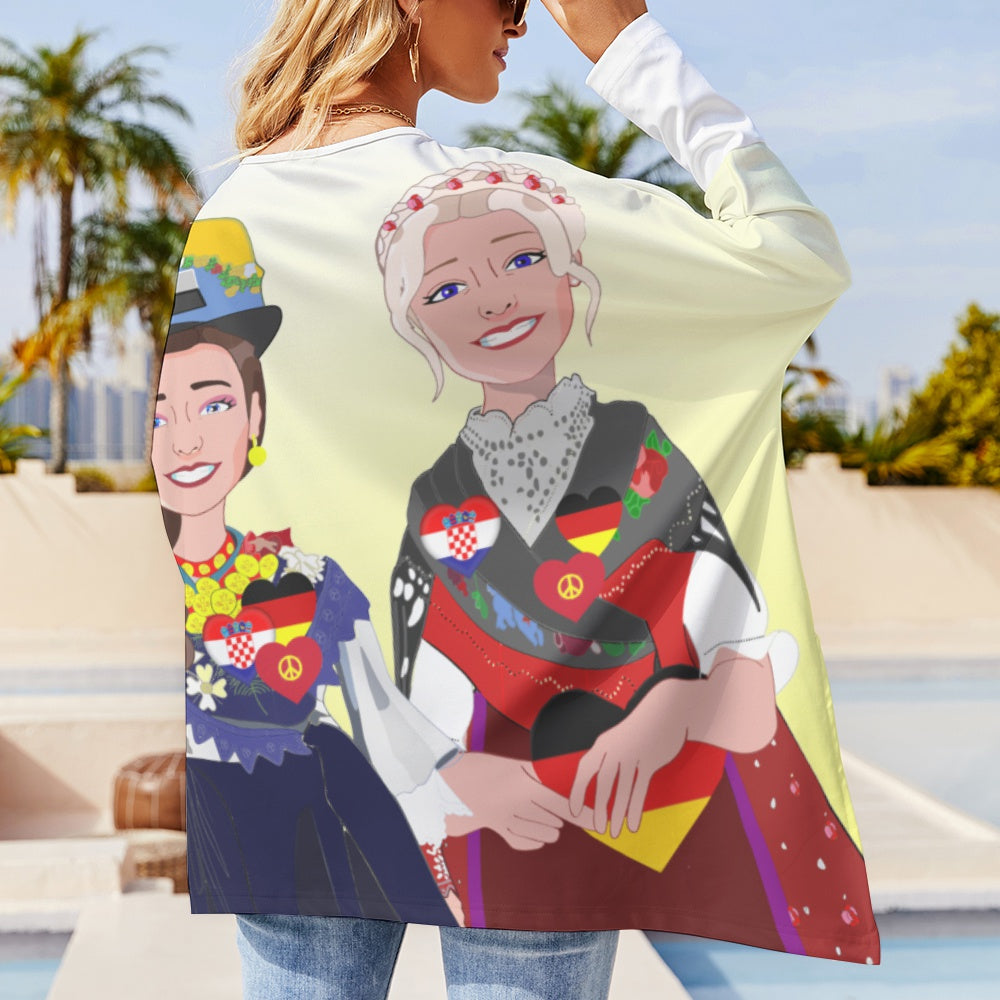 Pullover Long Sleeve T-Shirt GLOBAL FREEDOM UNITED© Women Croatia & Germany Yellow